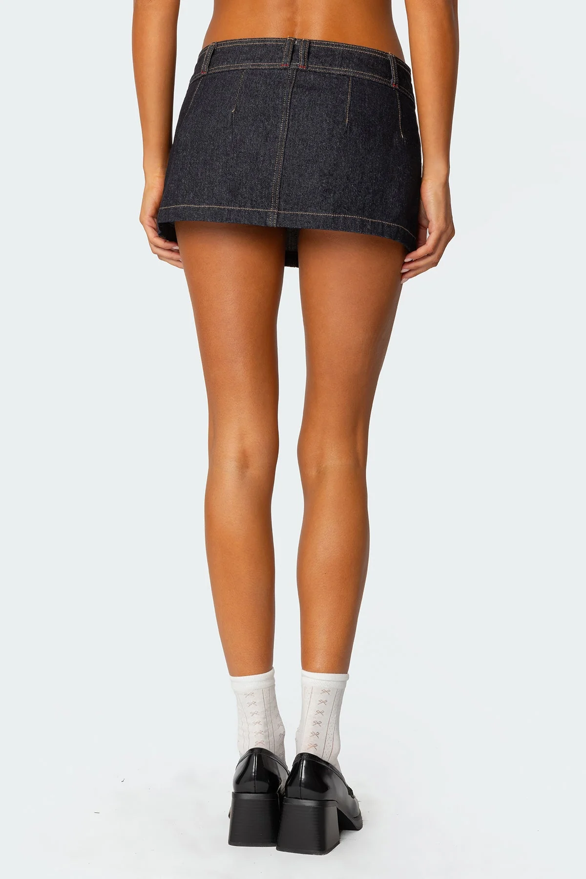 Denim Mini Skort Blue Low Rise Style XS-XL