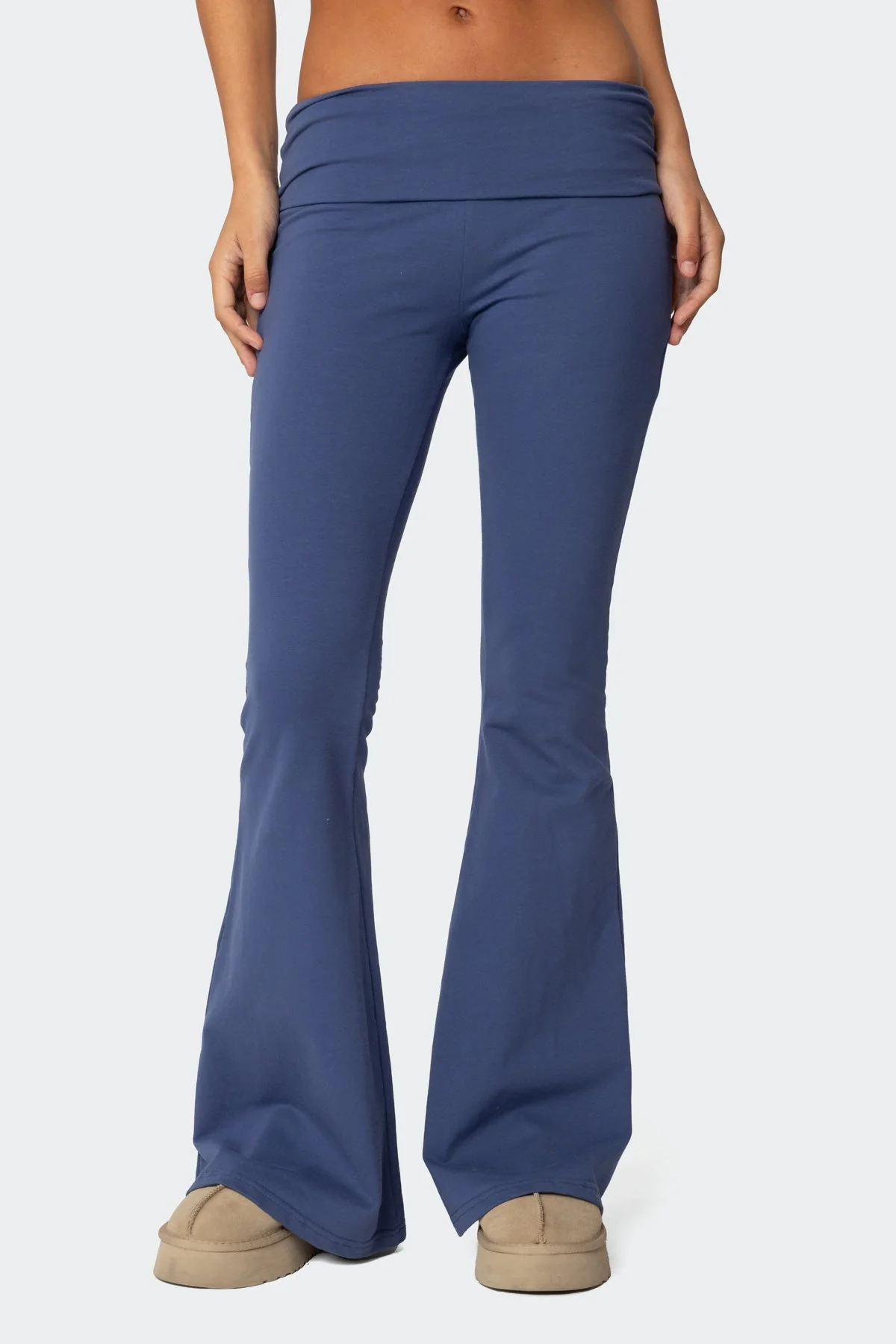 Blue Fold Over High-Waisted Leggings Set