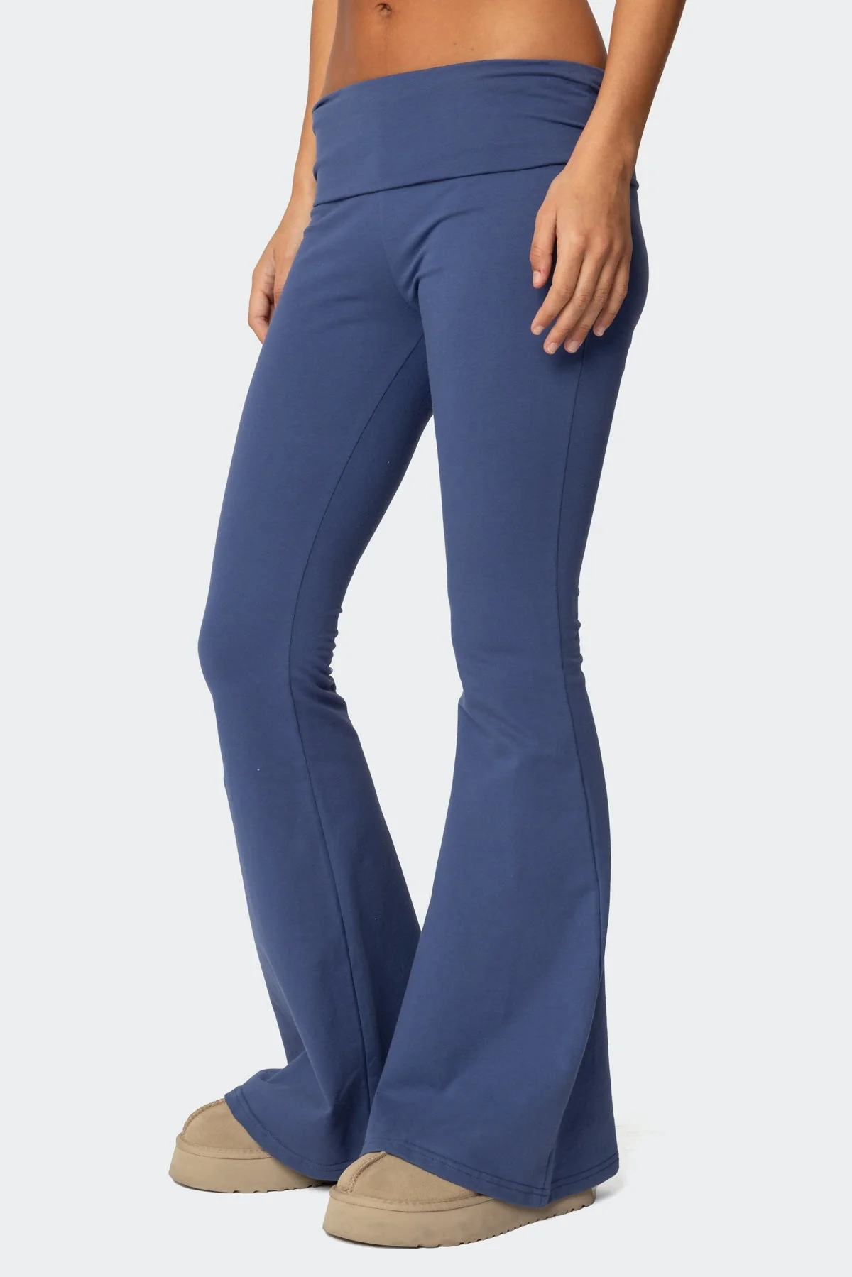 Blue Fold Over High-Waisted Leggings Set