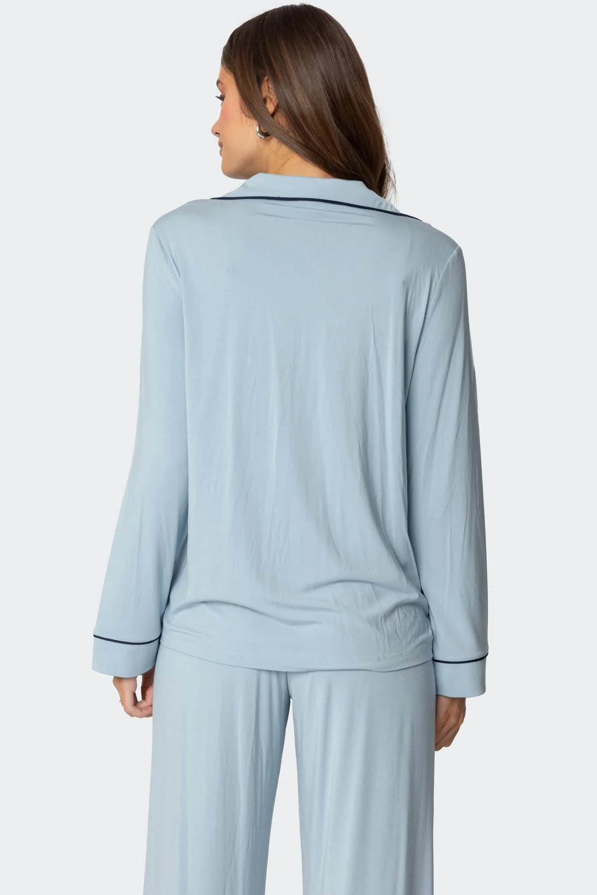 Light Blue Button Up Shirt Womens Long Sleeve Collared