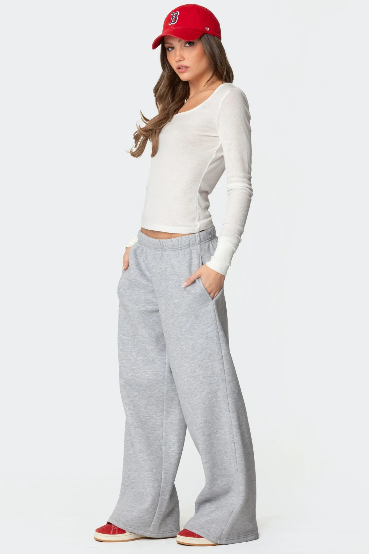 White Ribbed Scoop Neck Lounge Shirt