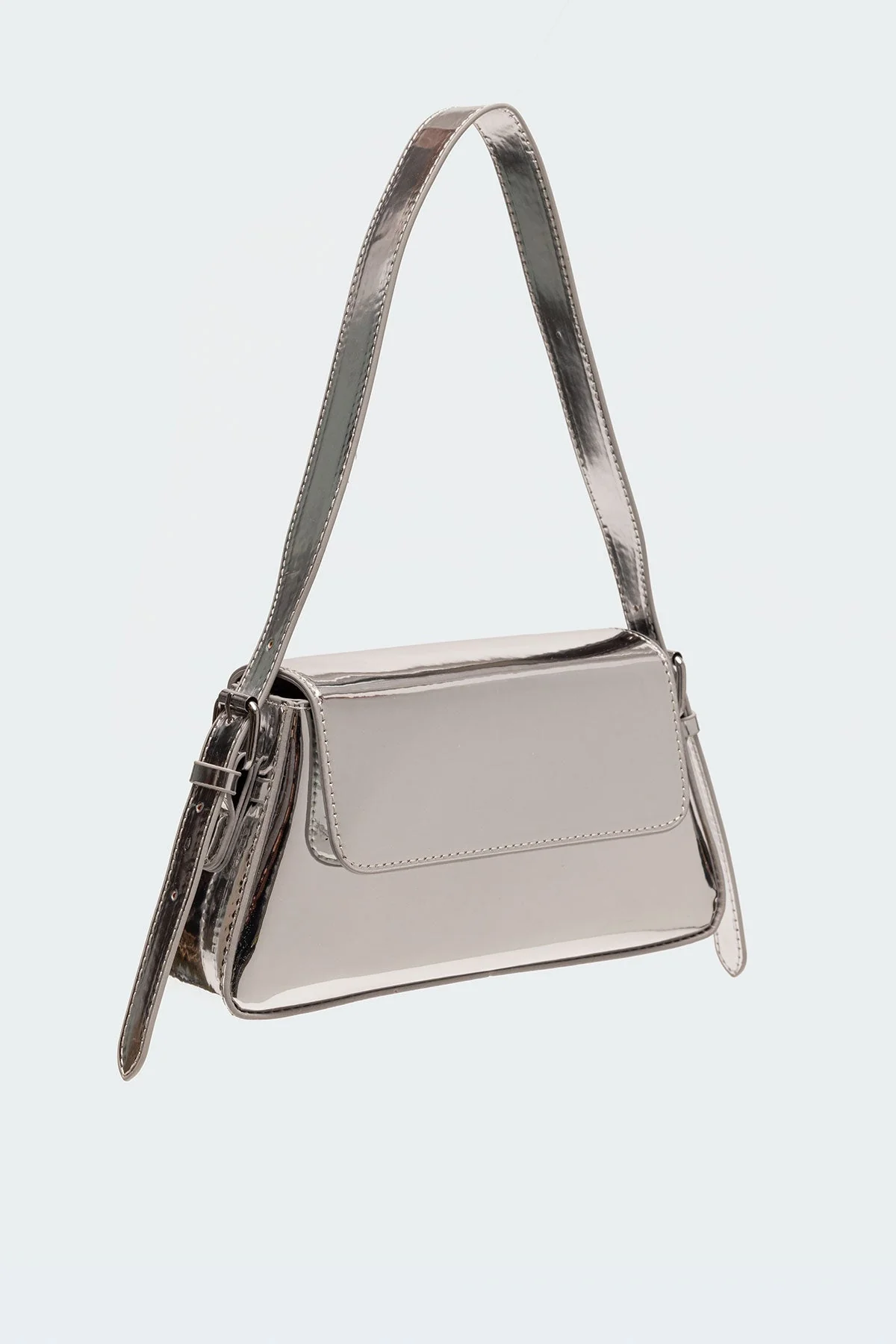 Silver Metallic Shoulder Bag - Stylish Womens Fashion Accessory