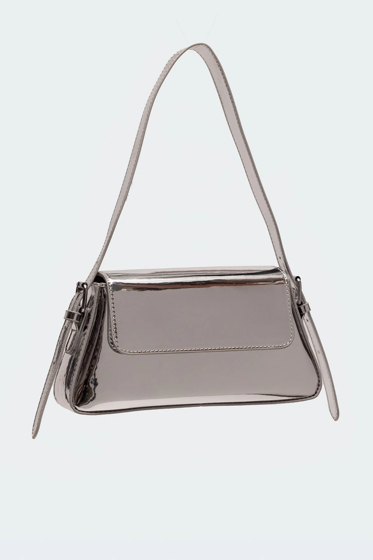 Silver Metallic Shoulder Bag - Stylish Womens Fashion Accessory