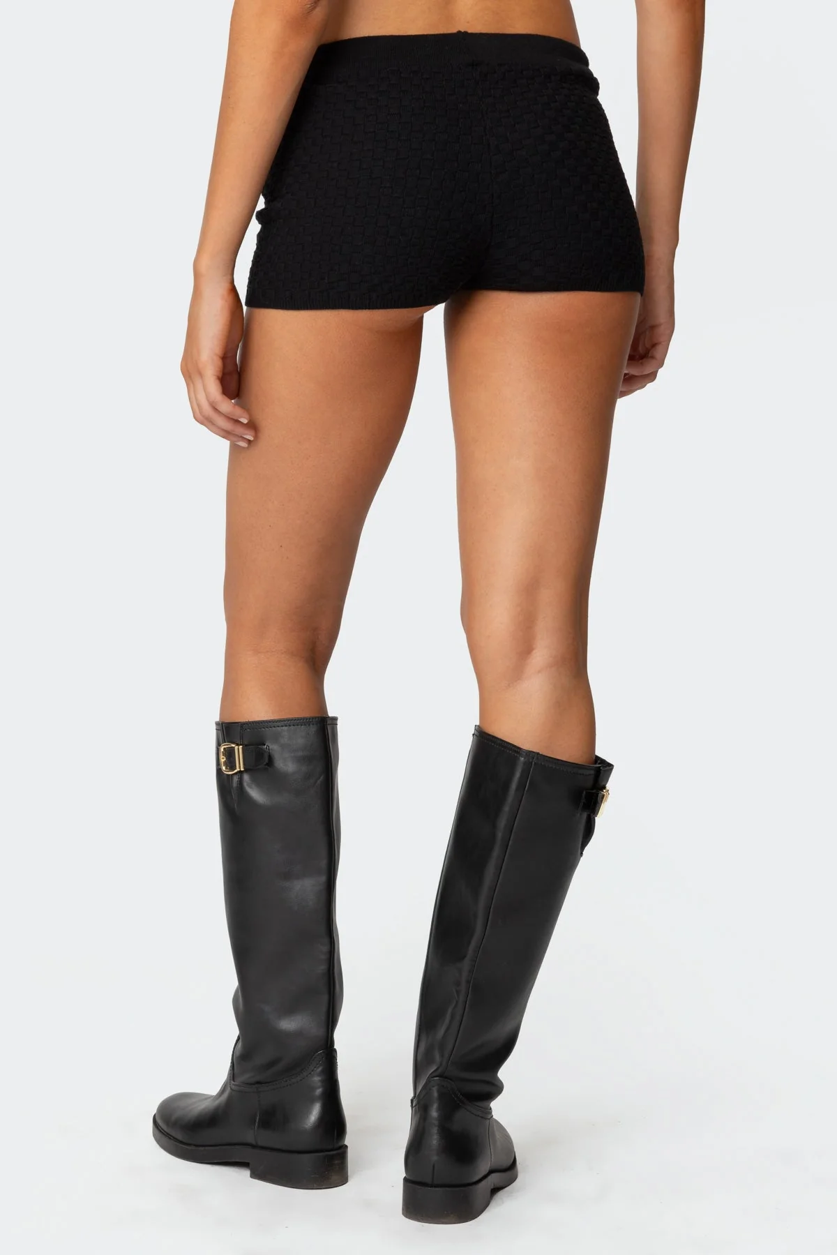 Black Knit Shorts Set - Cotton Womens Matching Shorts