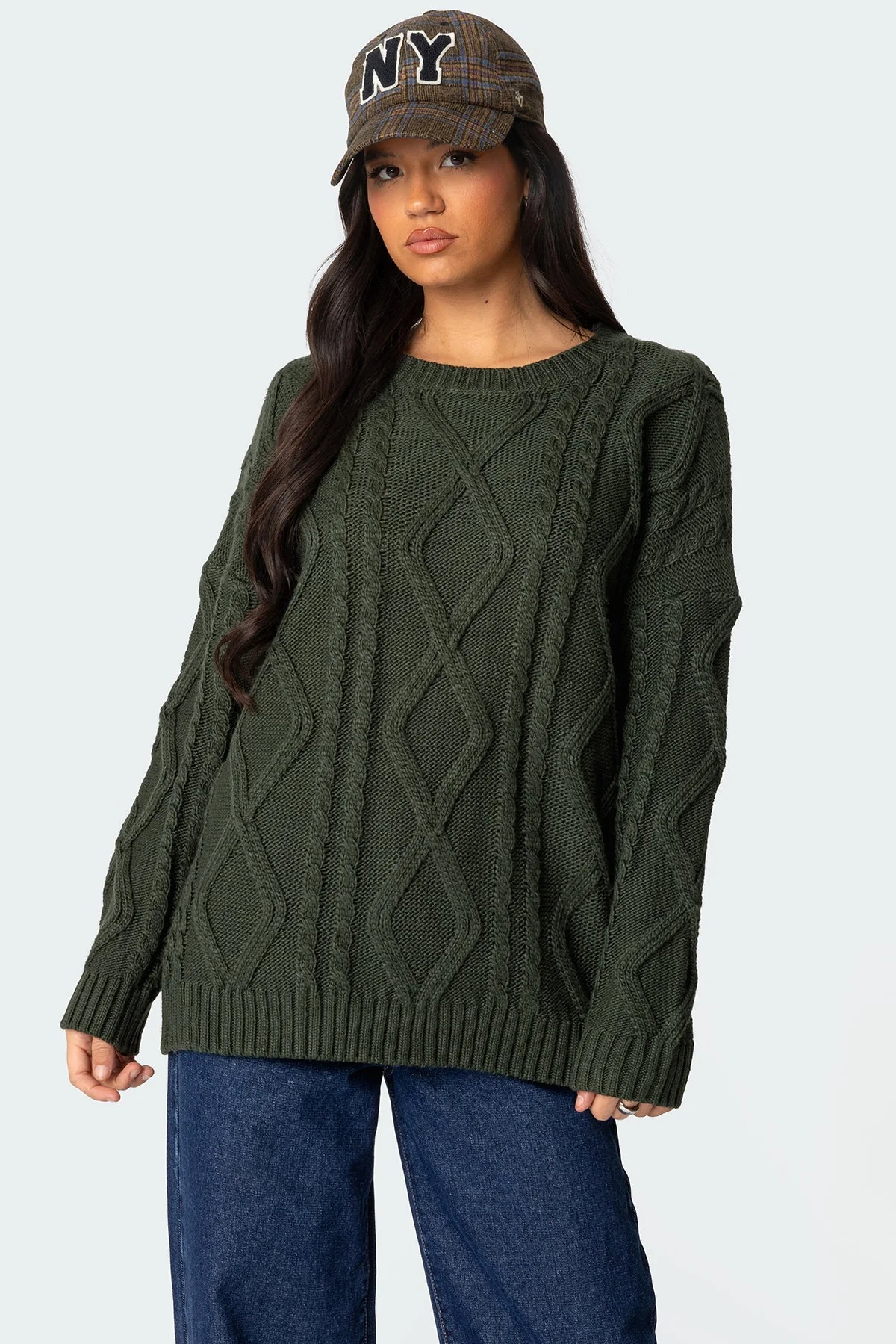 Green Cable Knit Oversized Sweater XS/S-XL