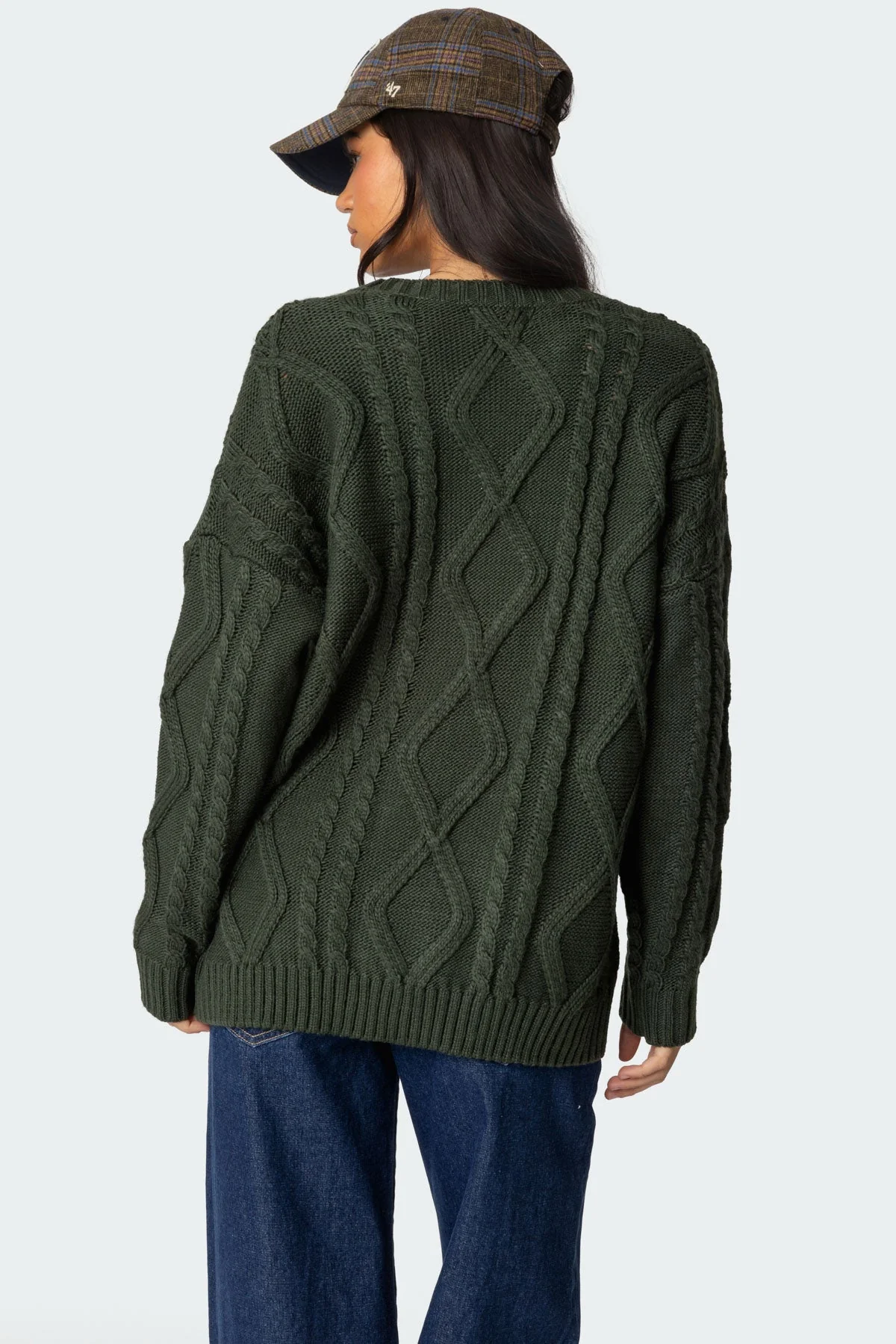 Green Cable Knit Oversized Sweater XS/S-XL