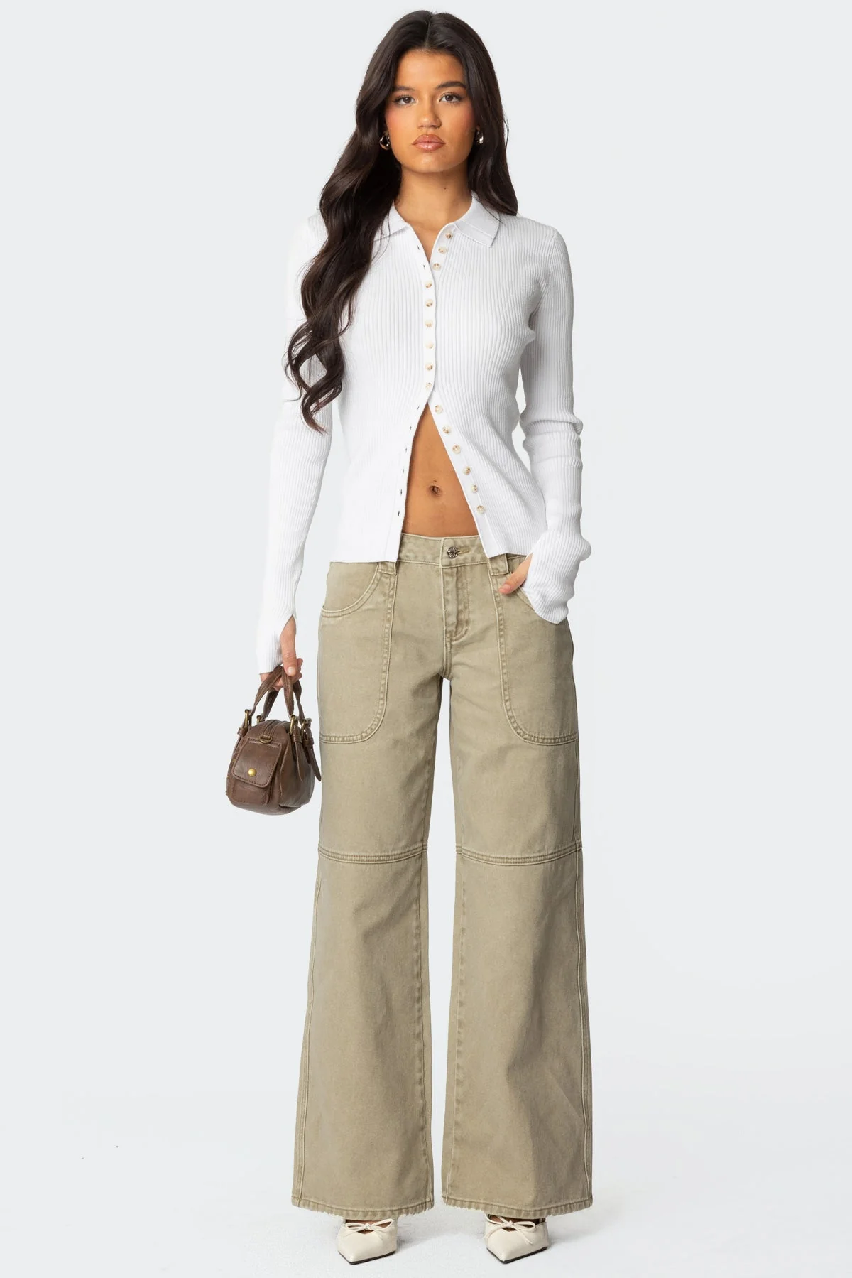 Light Brown Wide Leg Carpenter Jeans