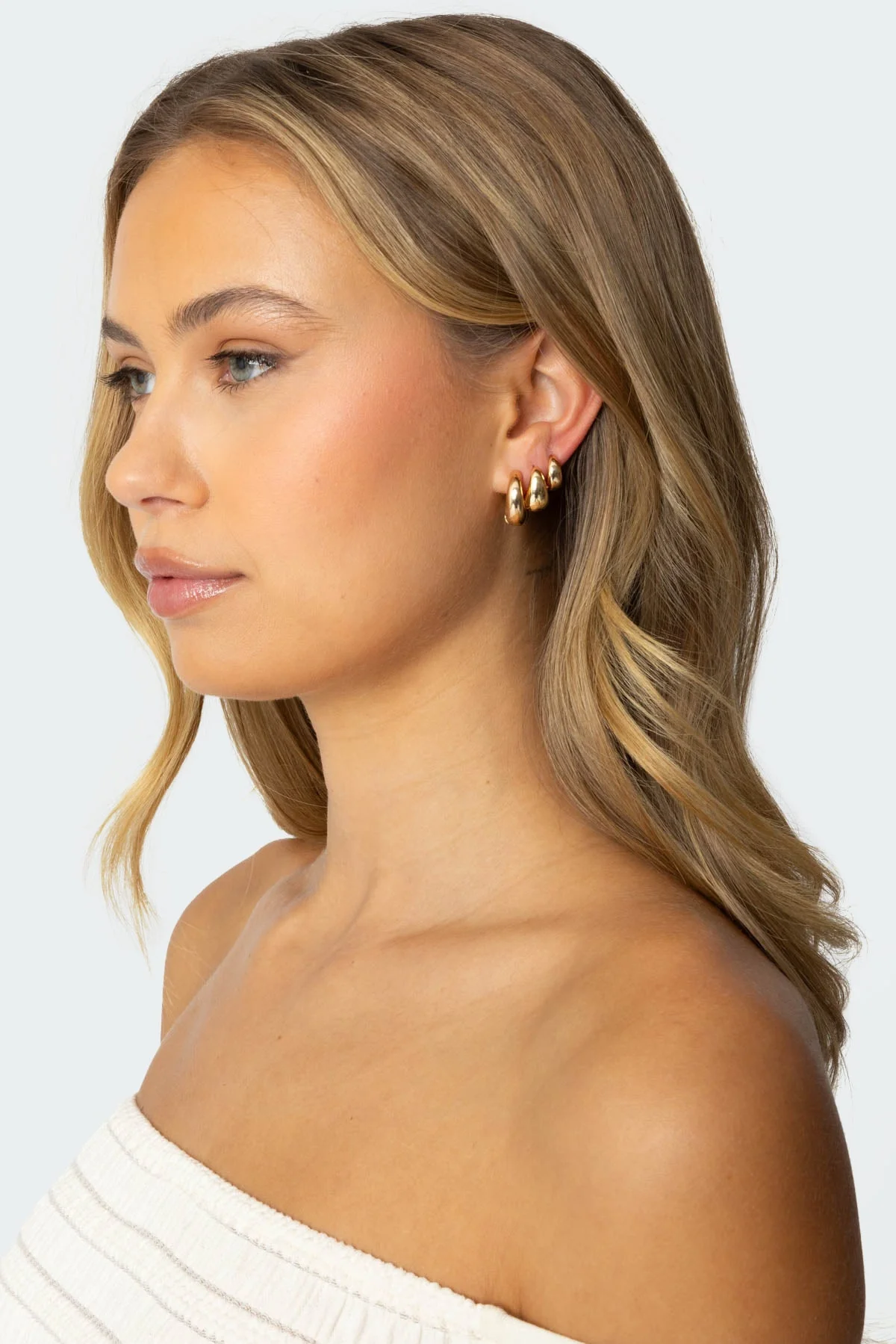 Chunky Gold Hoop Earrings Set