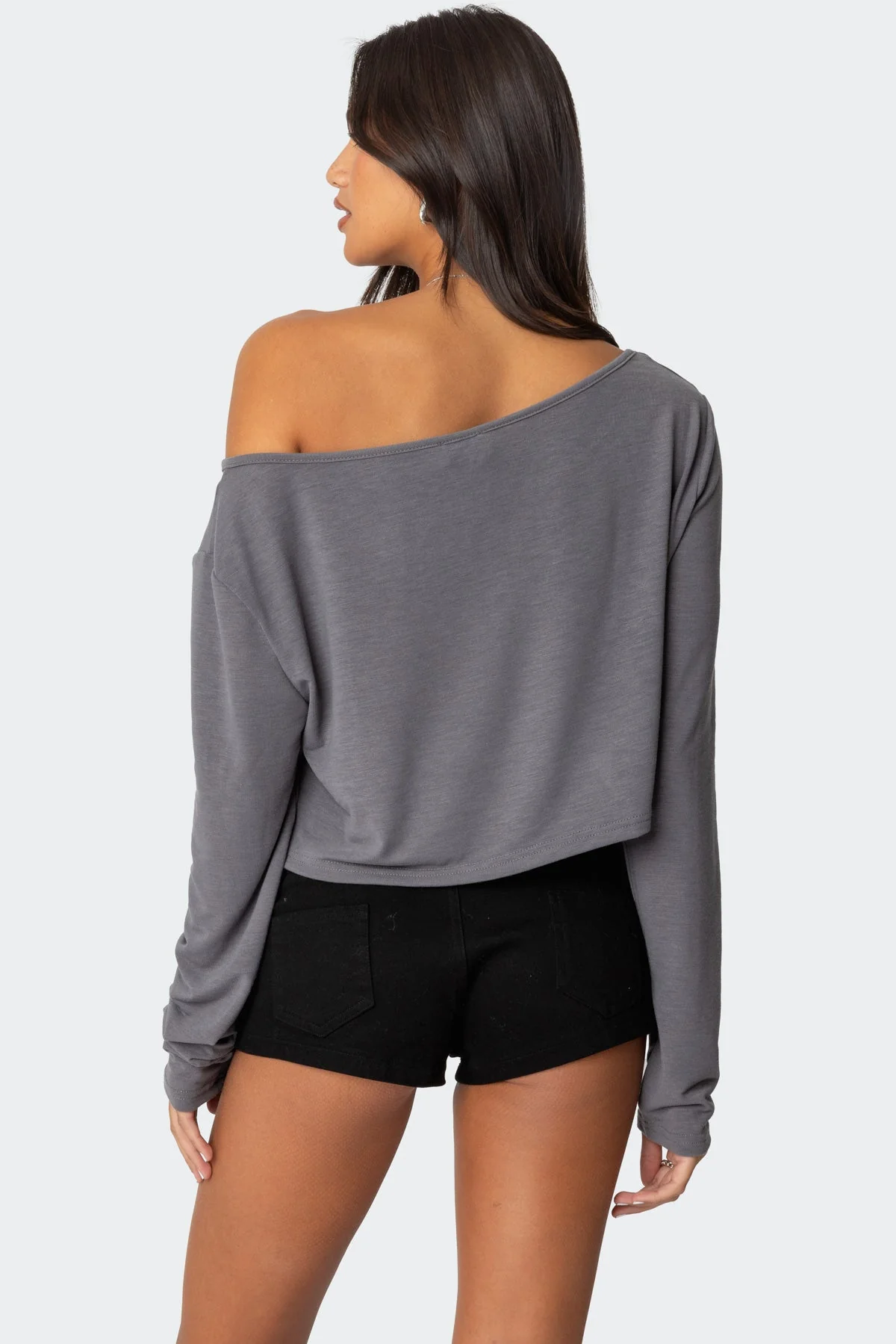 Gray Off Shoulder Crop Top XS-XL