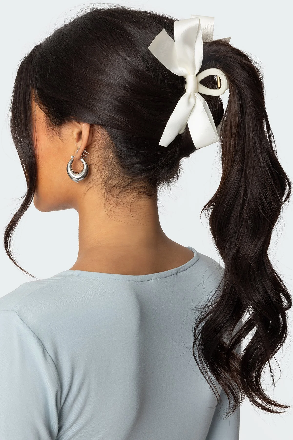 Ivory Satin Bow Hair Clip Hair Accessory