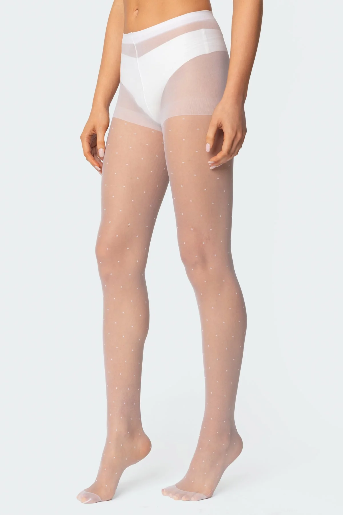 White Sheer Polka Dot Womens Tights