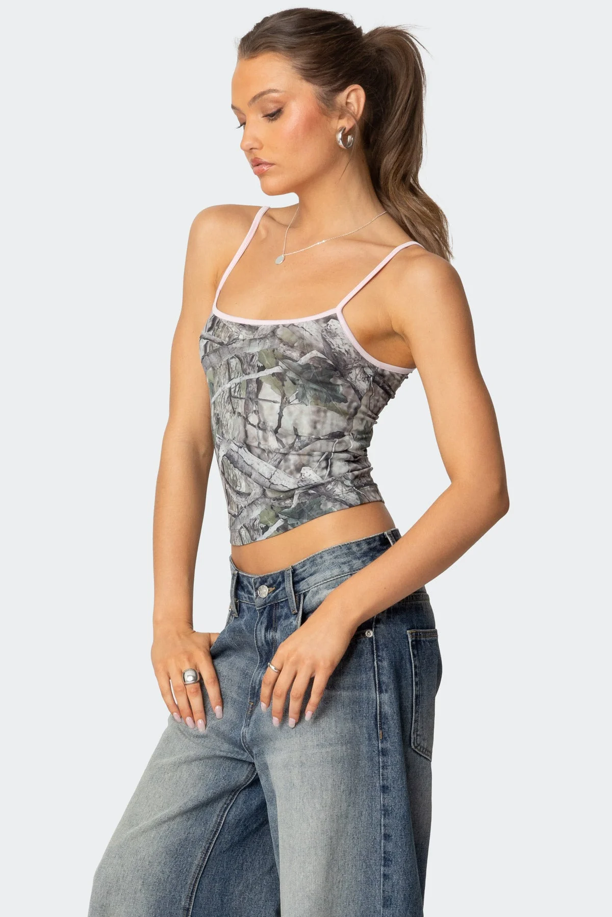 Camo Mesh Double Layer Tank Top Olive Green Womens Active Wear