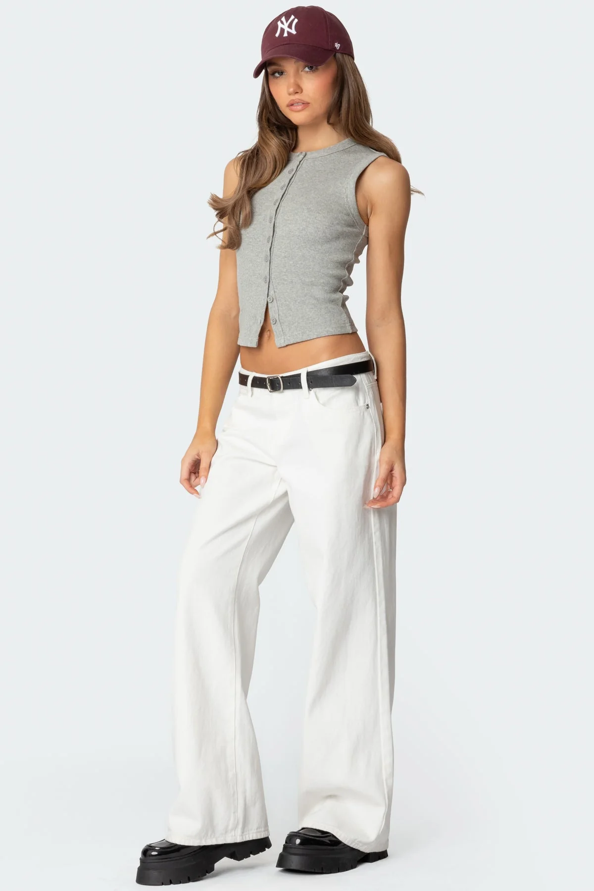 Elegant Gray Melange Tank Top