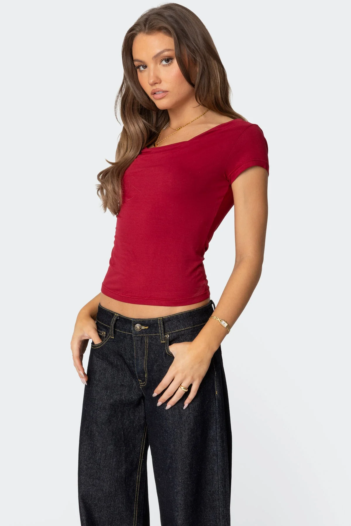 Red Cowl Neck Top for Women - Stylish and Comfortable