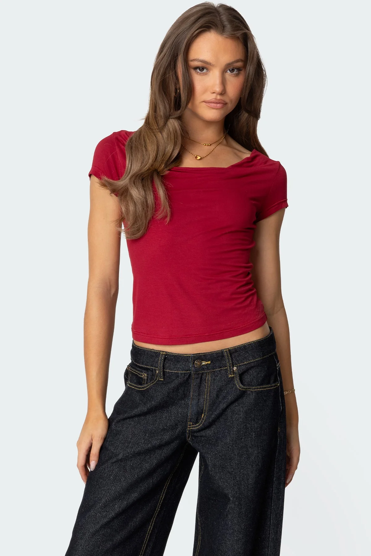 Red Cowl Neck Top for Women - Stylish and Comfortable