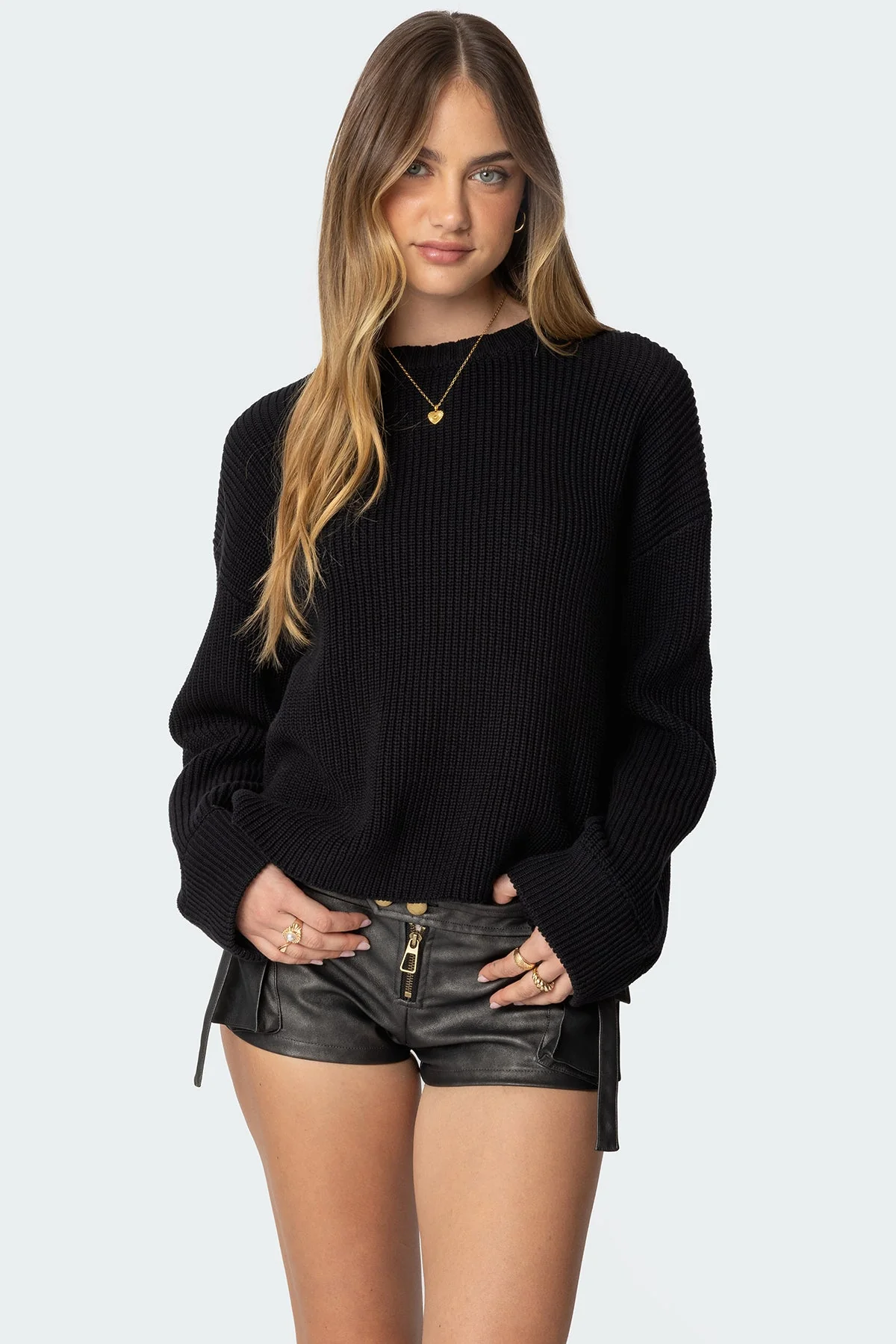 Black Oversized Knit Sweater