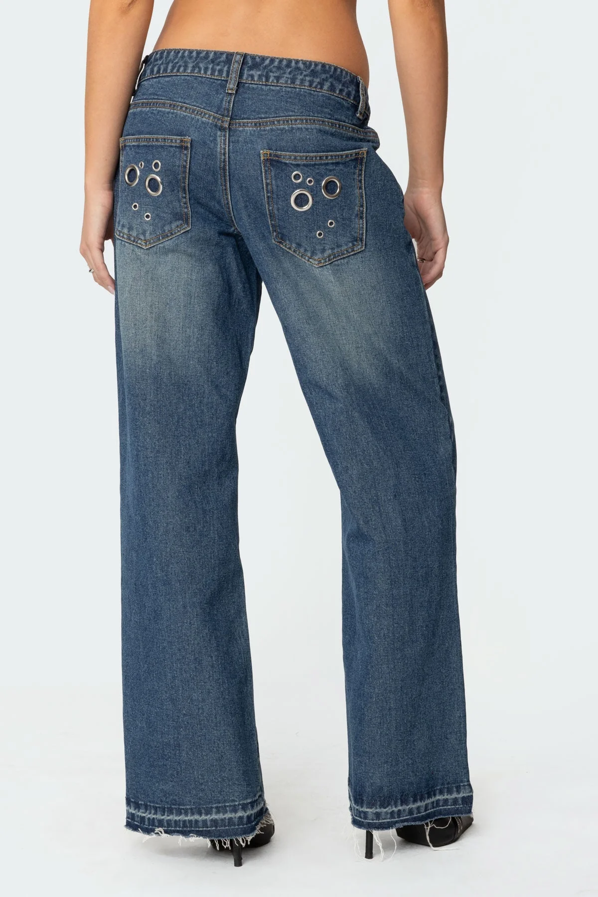 Blue Washed Low Rise Denim Jeans for Women