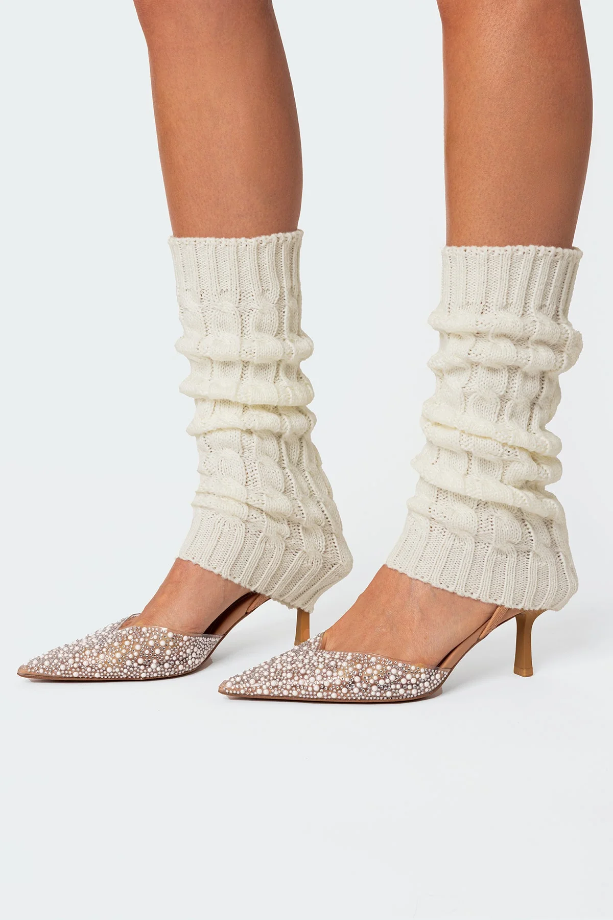 Cream Cable Knit Leg Warmers - Winter Fashion Accessories