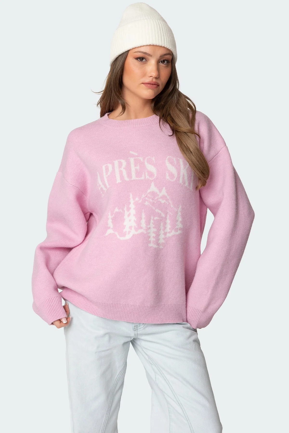 Pink Oversized Knit Sweater for Women
