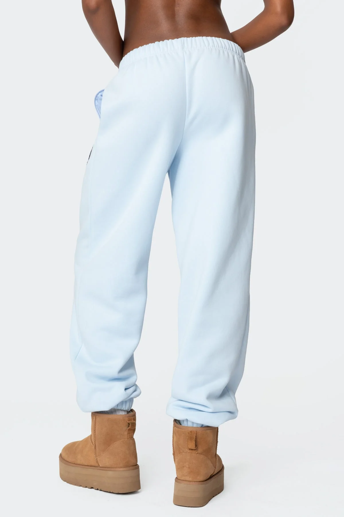 Blue Oversized Lounge Sweatpants Set with Graphic Patch