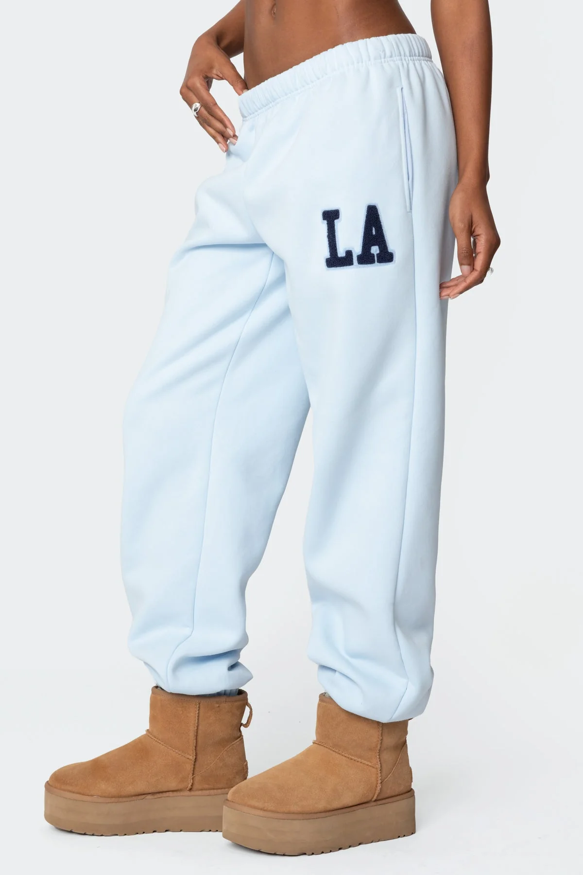 Blue Oversized Lounge Sweatpants Set with Graphic Patch