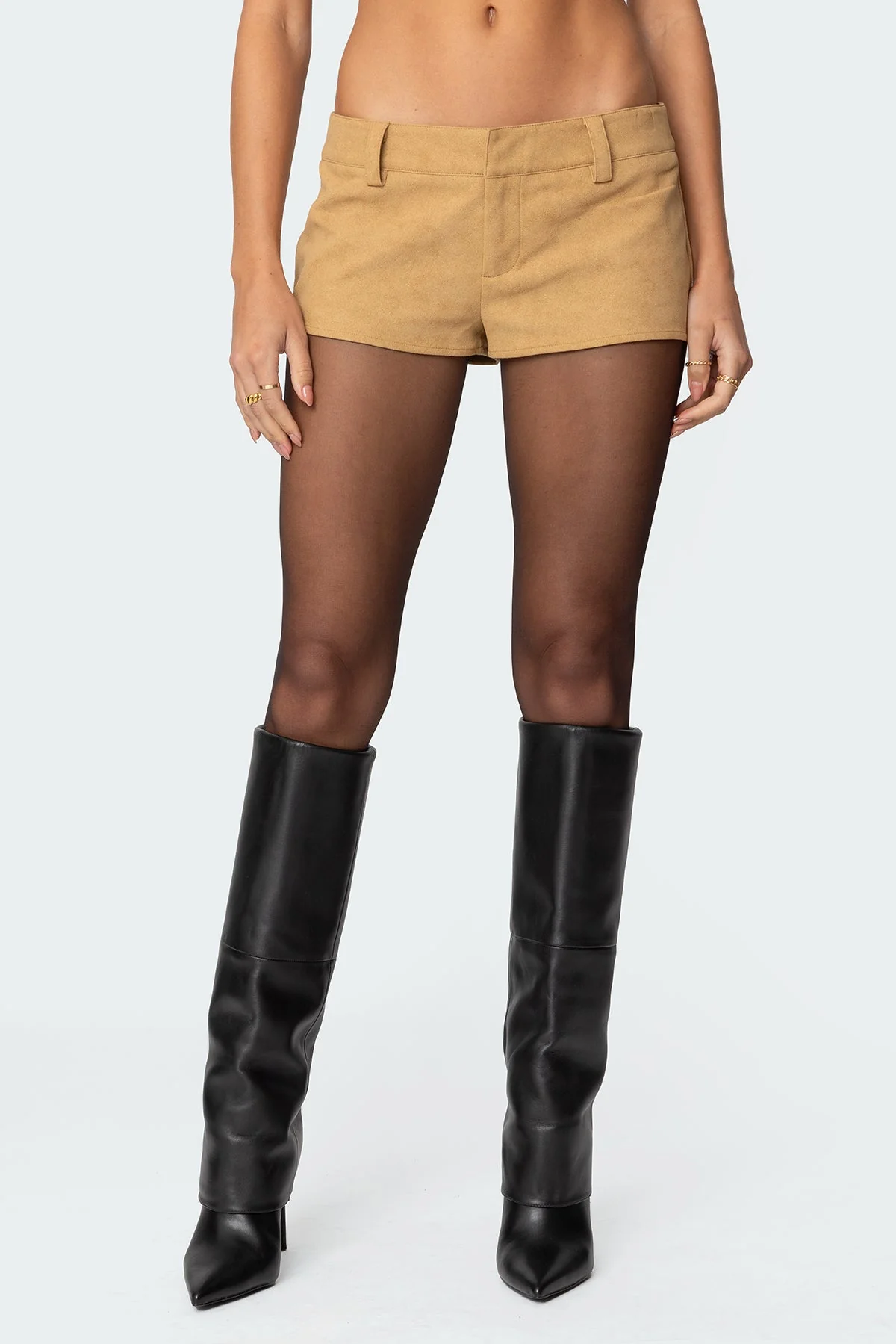 Tan Faux Suede Micro Shorts for Women