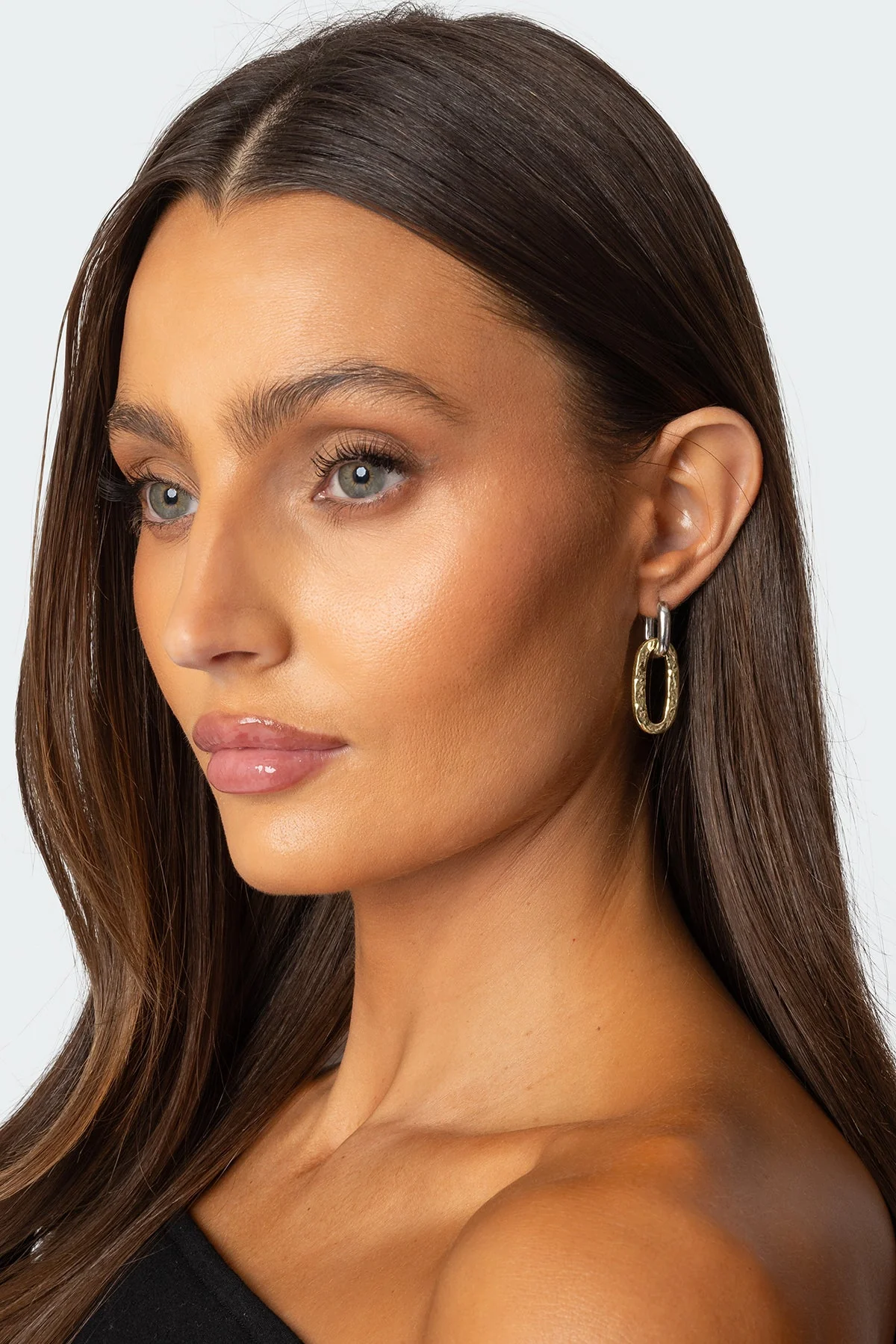 Double Design Metal Earrings in Gold/Silver Tones