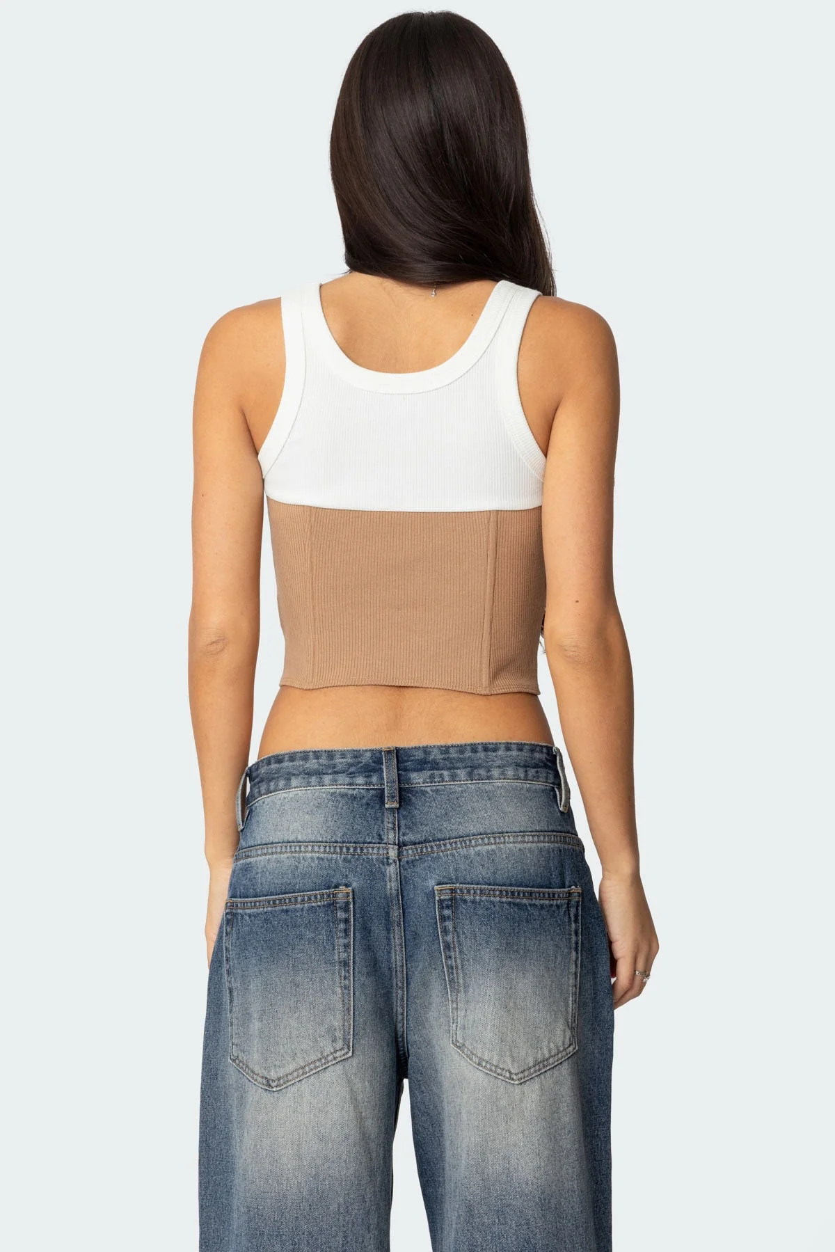 Layered Contrast Corset Top