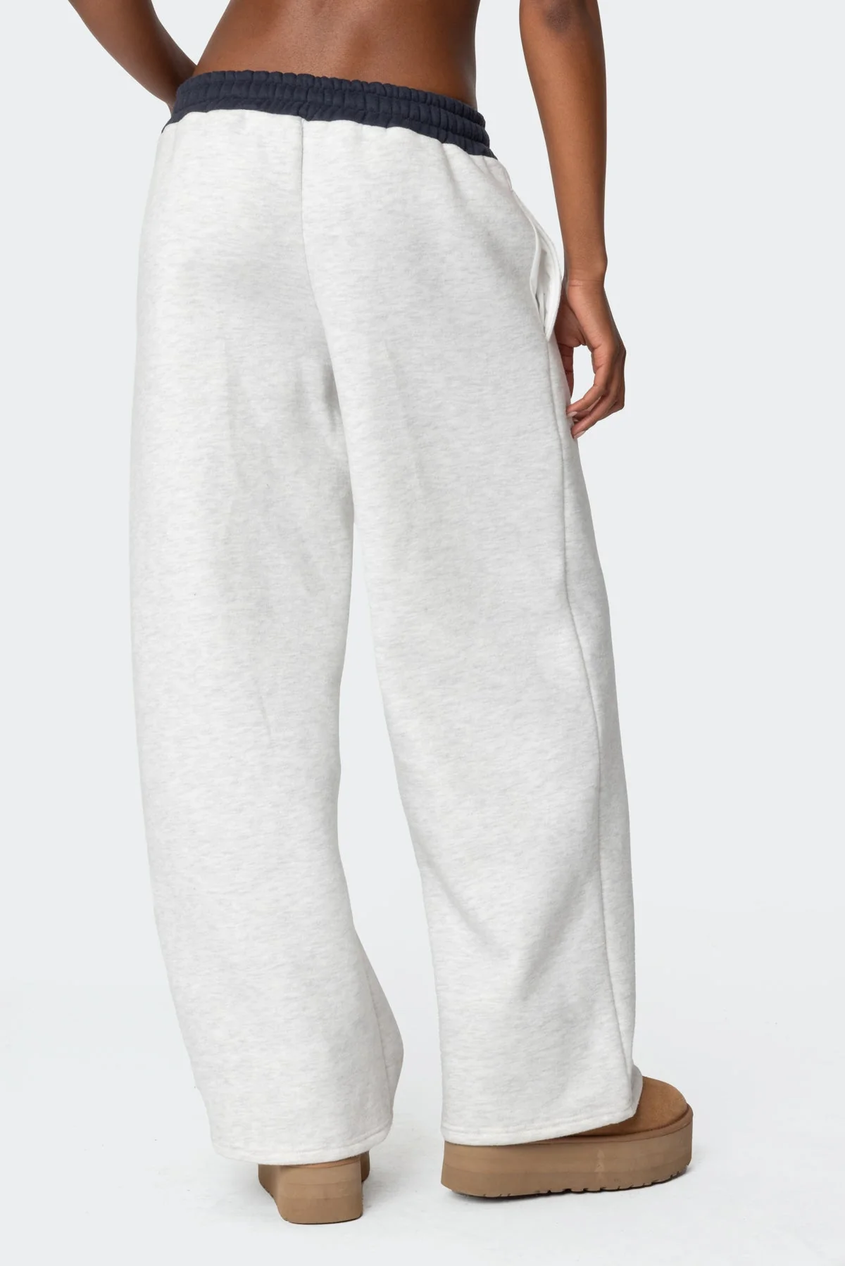 Gray Melange Graphic Embroidered Sweatpants