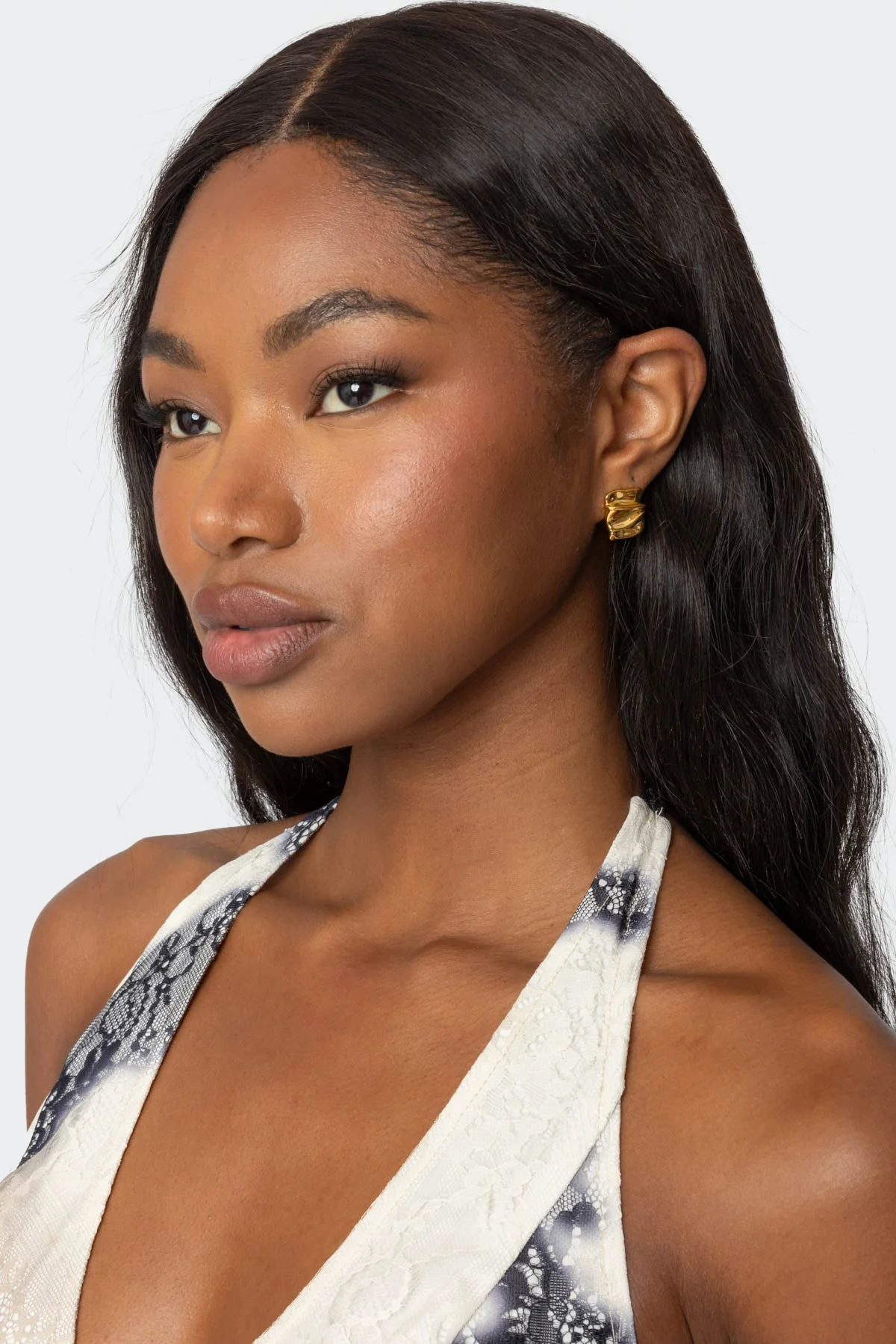 Gold Abstract Square Stud Earrings