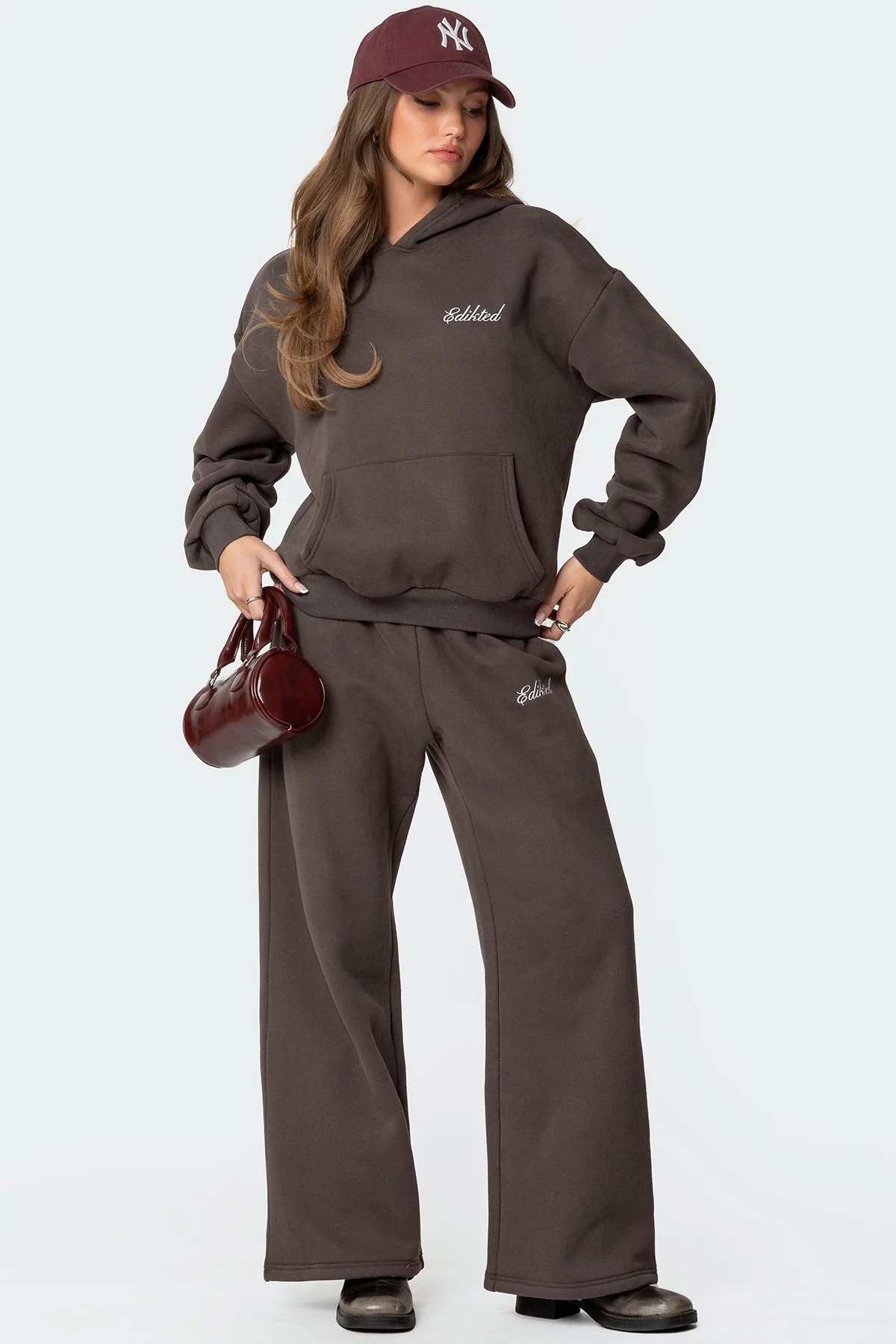 Dark Gray Oversized Kangaroo Pocket Hoodie Set