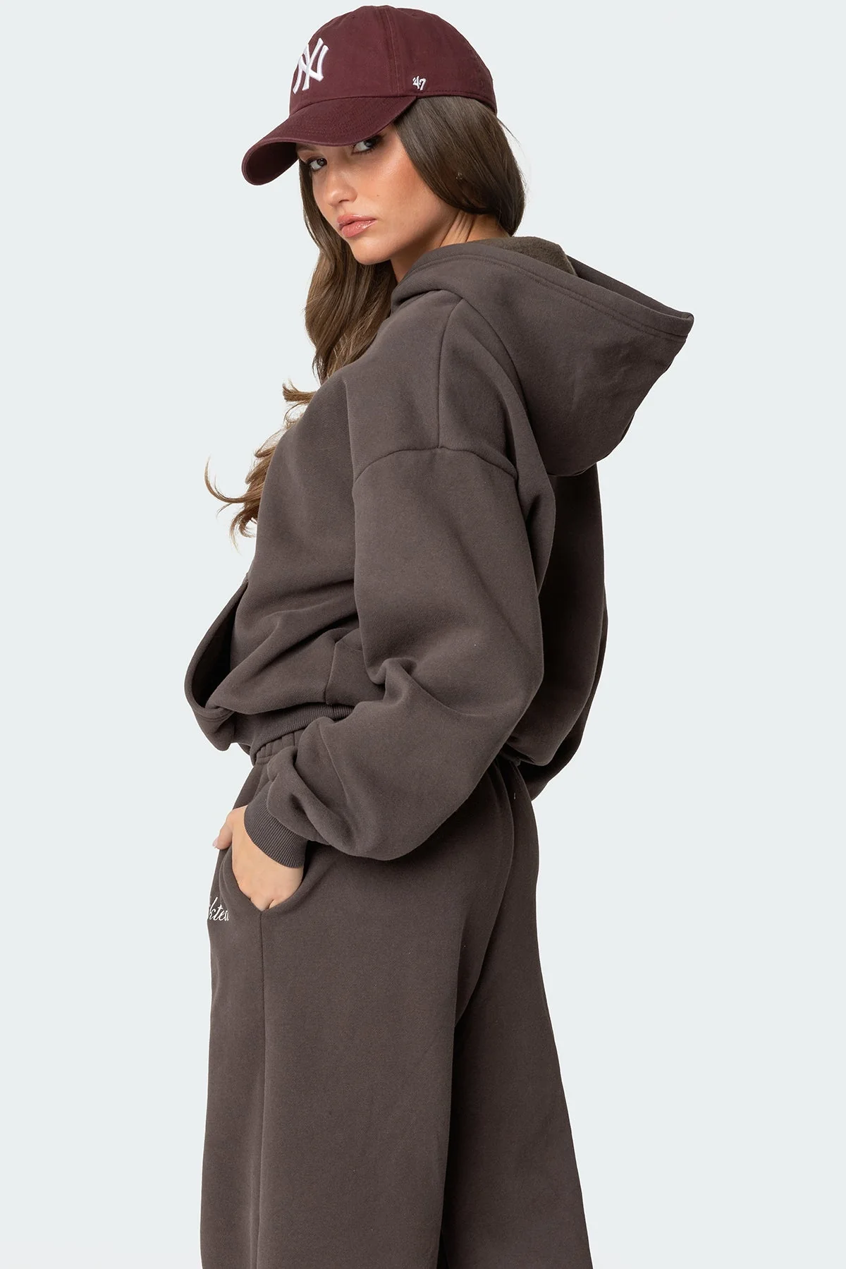 Dark Gray Oversized Kangaroo Pocket Hoodie Set