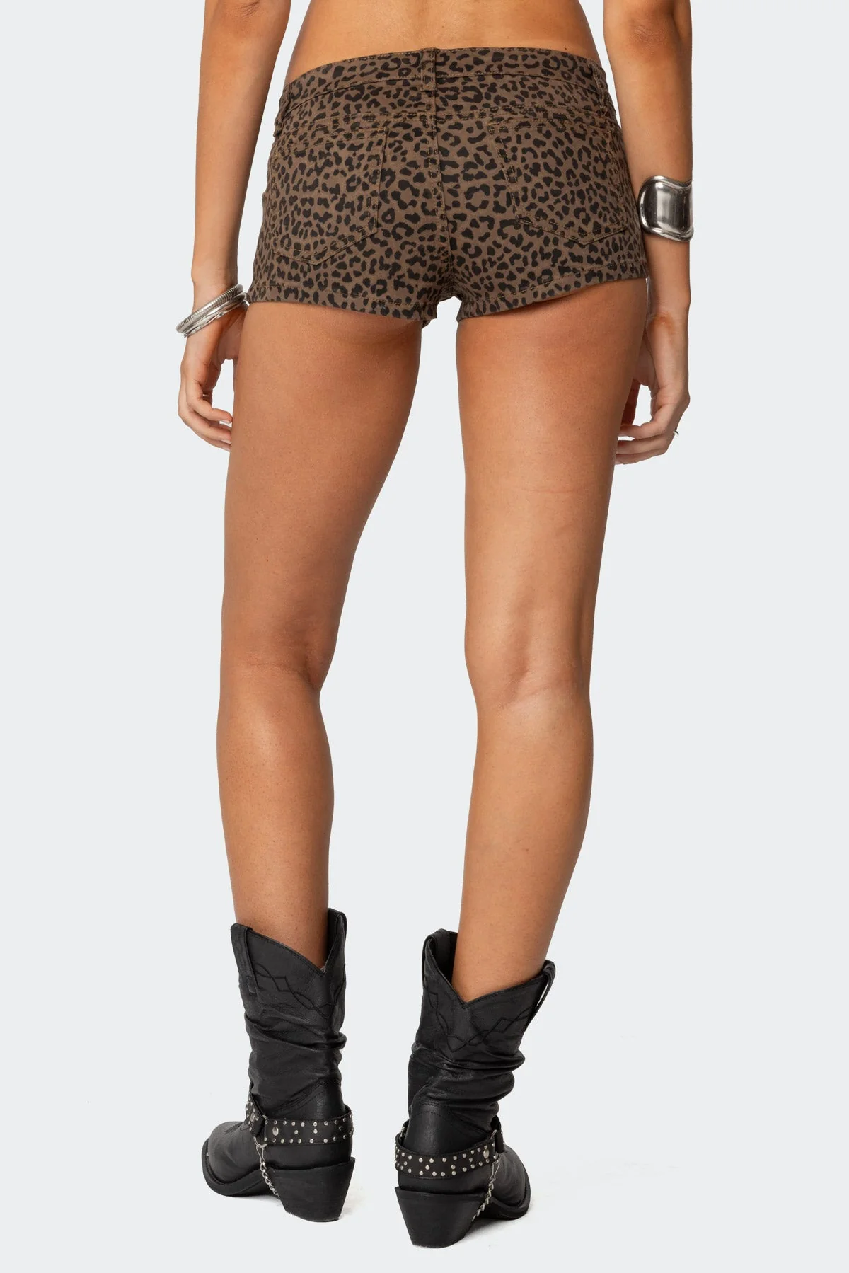 Leopard Print Stretch Twill Shorts