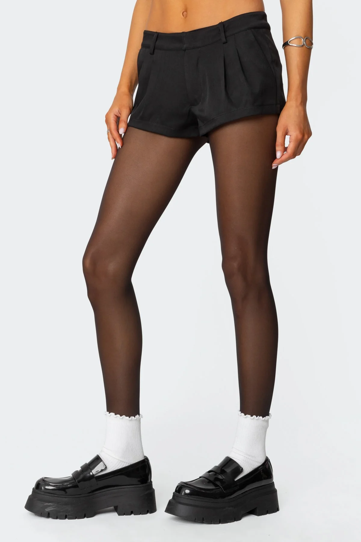 Black Tailored Micro Shorts for Women