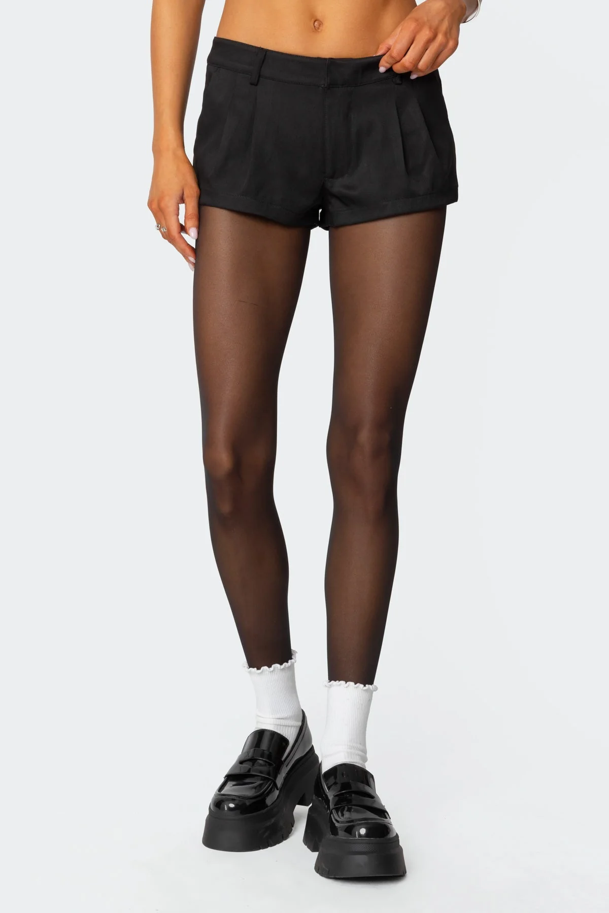 Black Tailored Micro Shorts for Women