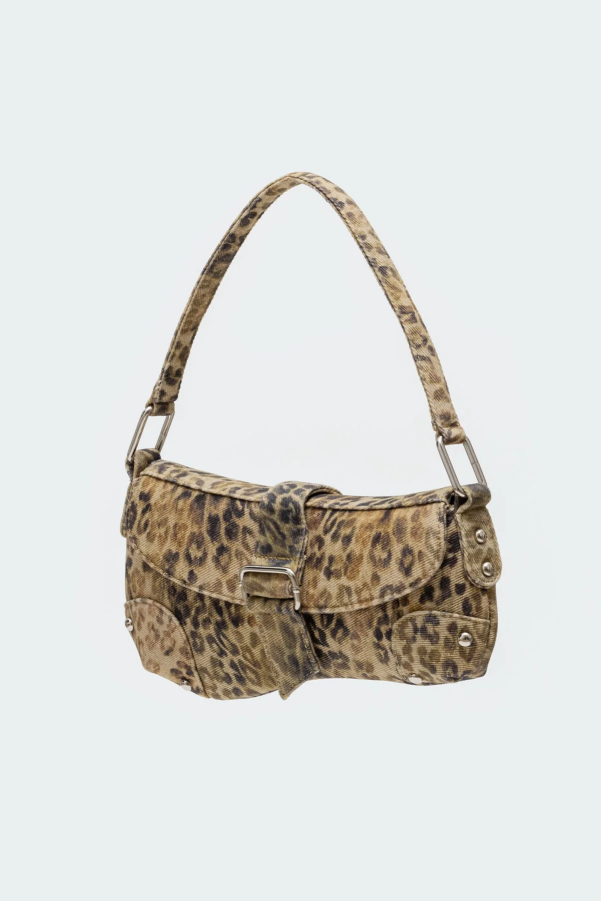 Leopard Printed Asymmetric Brown Bag
