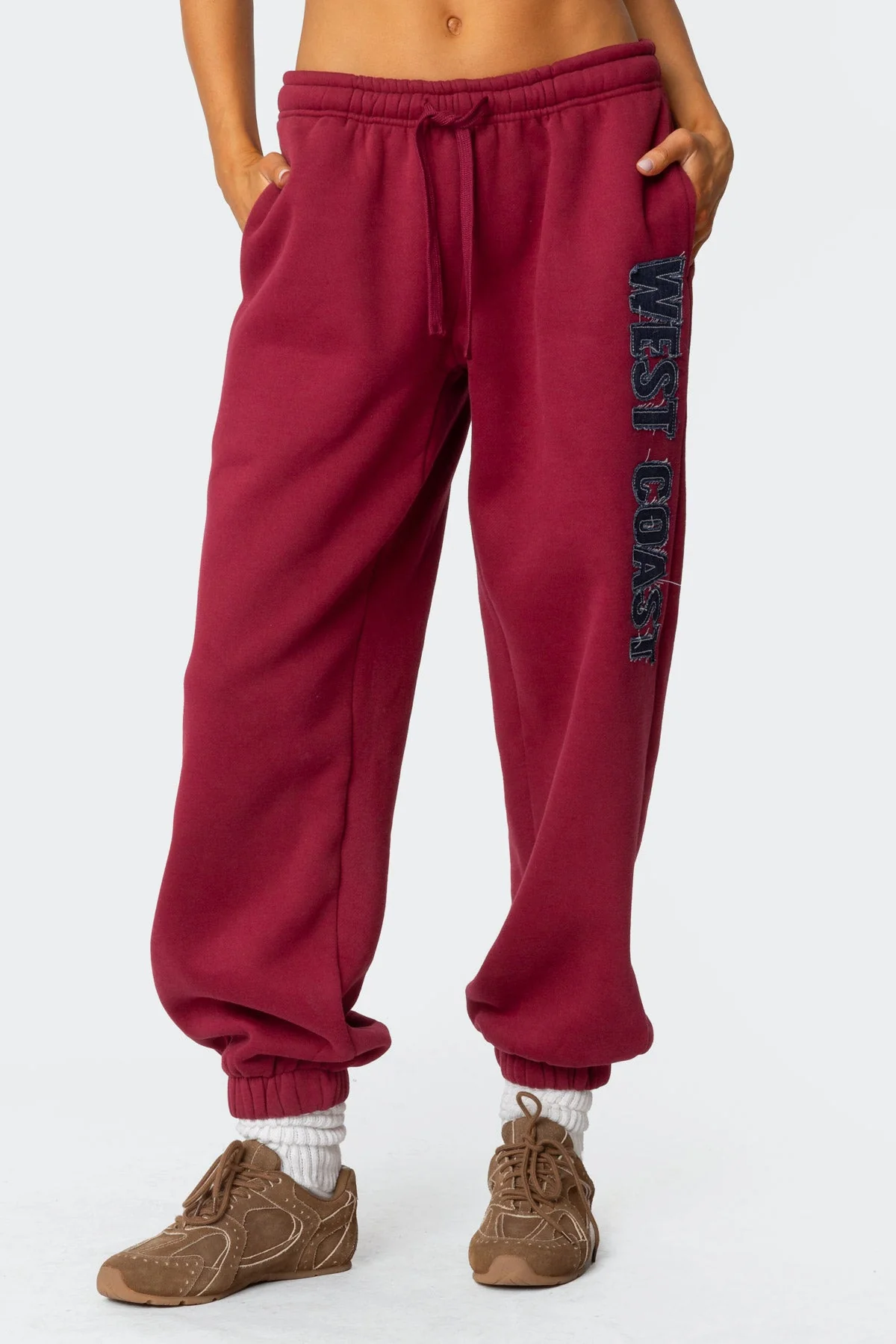 Burgundy Elastic Ankle Sweatpants Set