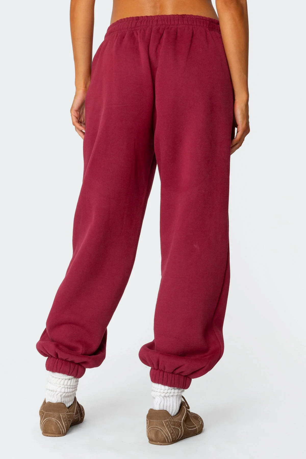 Burgundy Elastic Ankle Sweatpants Set