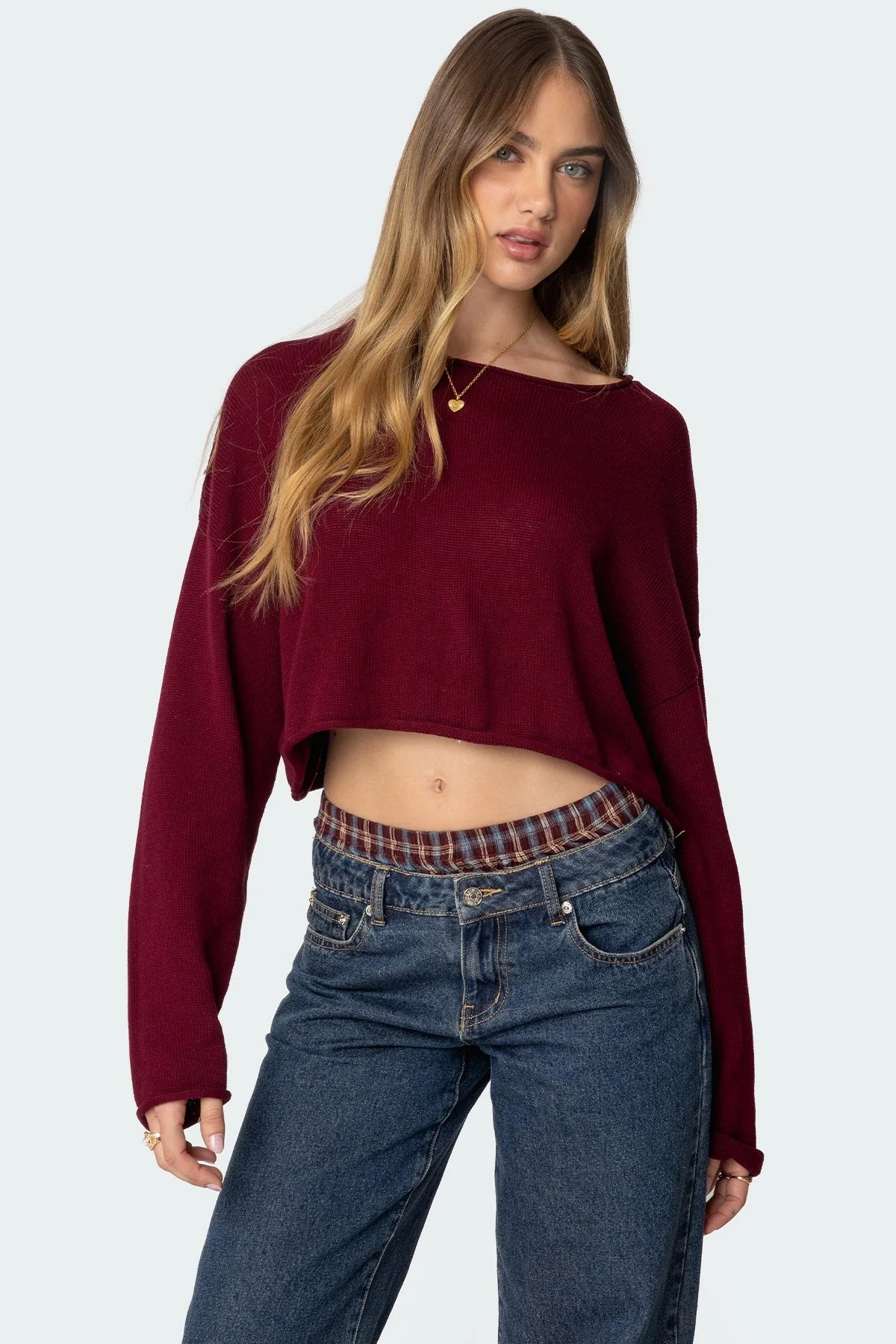 Burgundy Oversized Knit Sweater