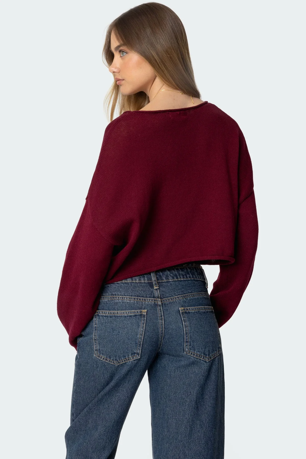 Burgundy Oversized Knit Sweater