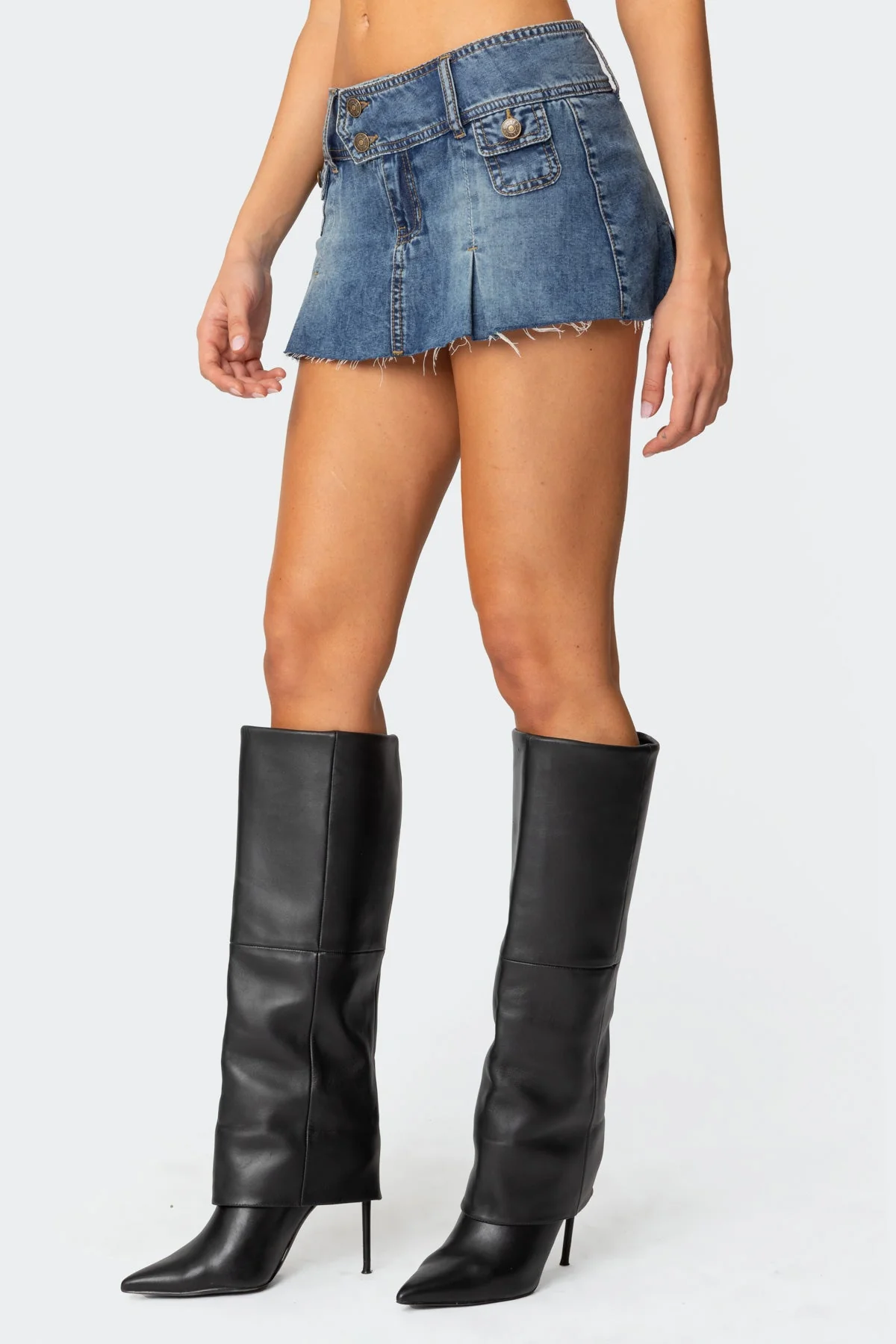 Blue Vintage Washed Denim Skort Dress