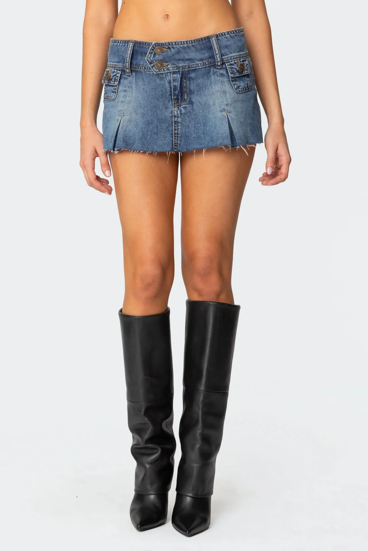 Blue Vintage Washed Denim Skort Dress