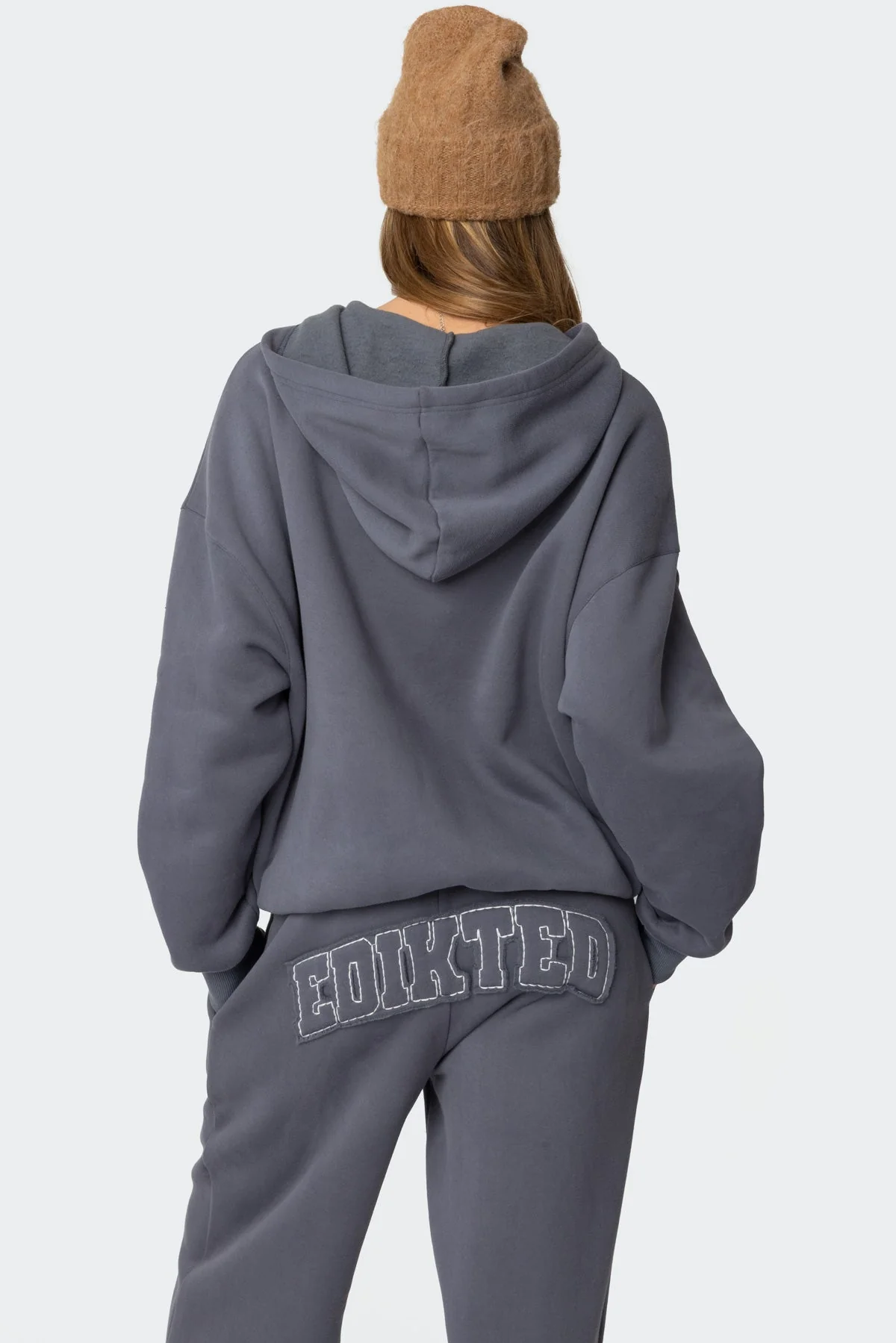 Cozy Gray Oversized Hoodie with Front Zip Closure