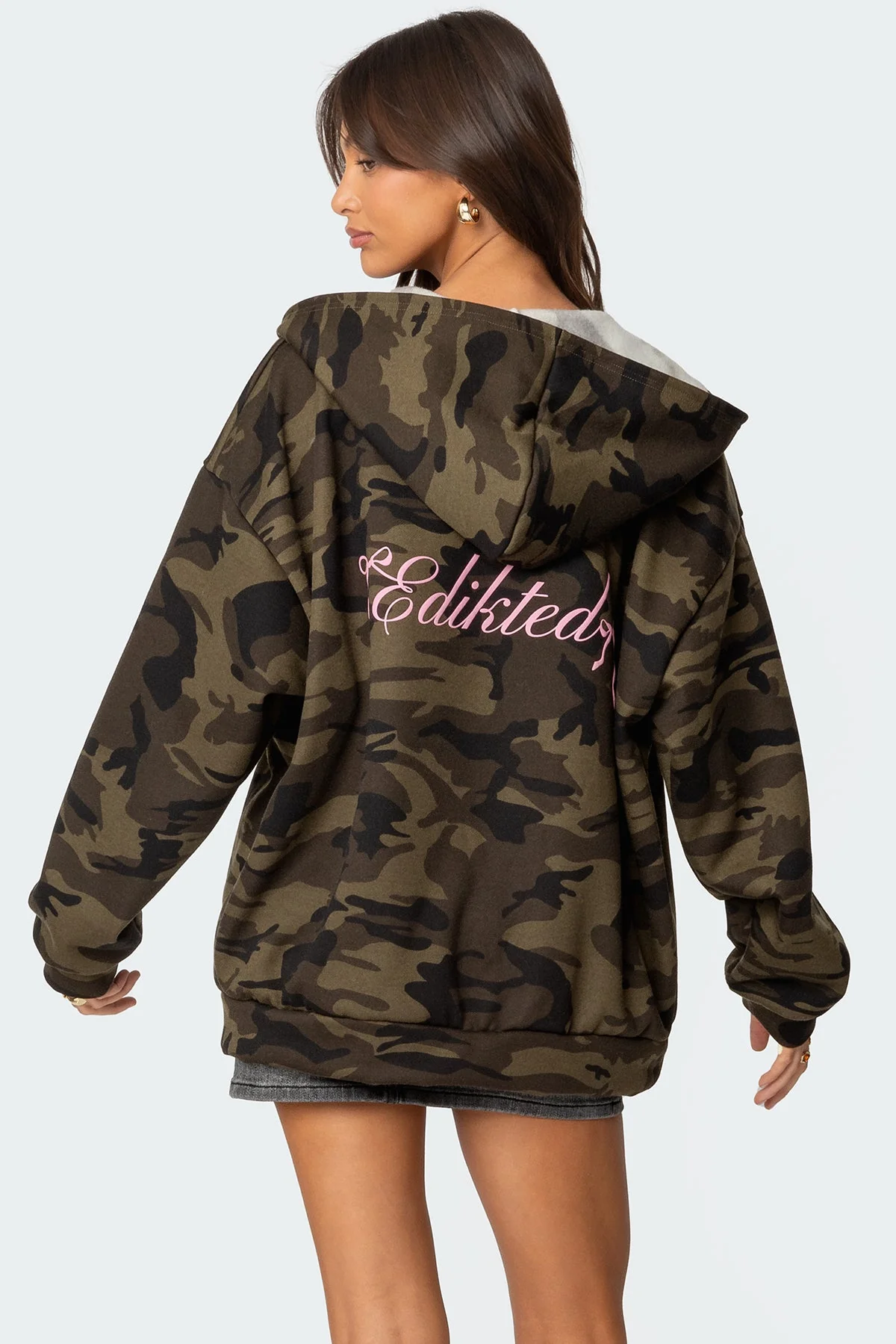 Green Camo Oversized Bow Hoodie for Women