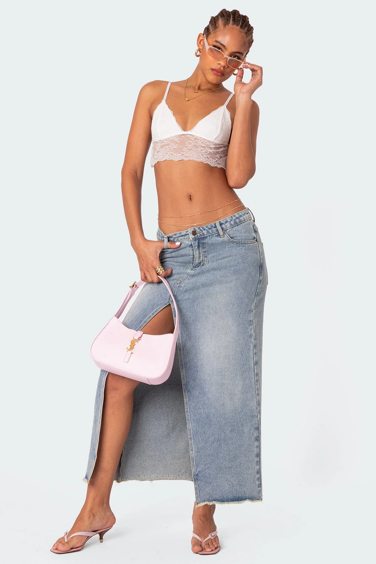 Adjustable Lace Crop Bra Top White