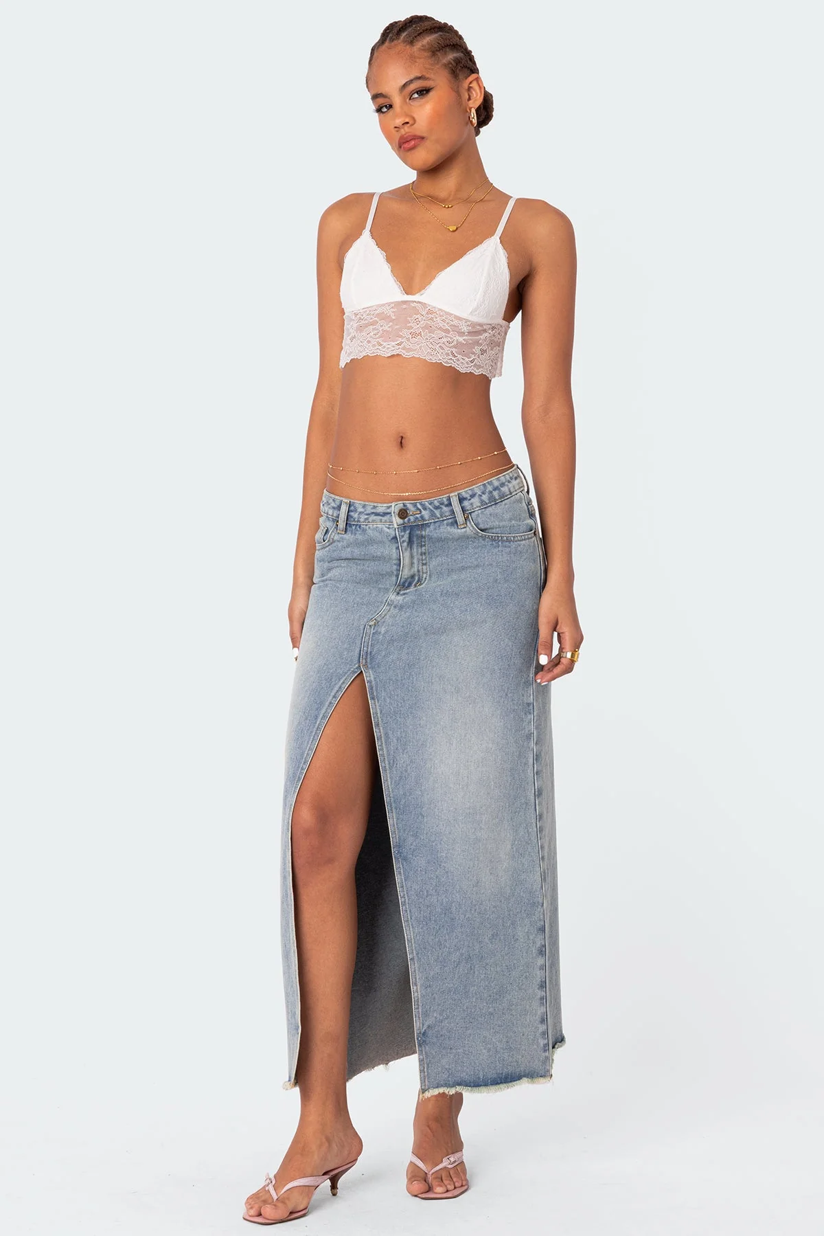 Adjustable Lace Crop Bra Top White