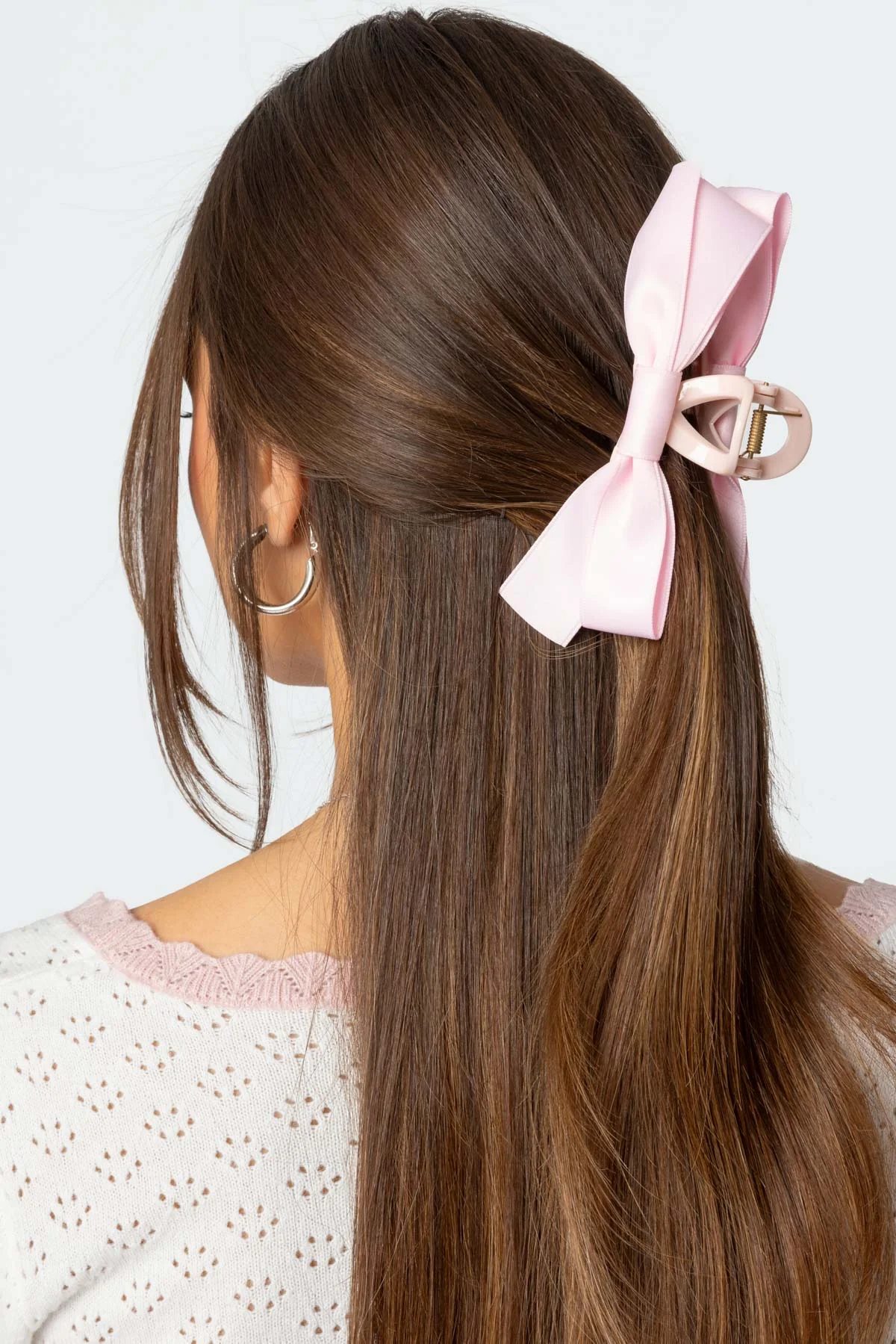 Pink Satin Bow Hair Clip for Girls