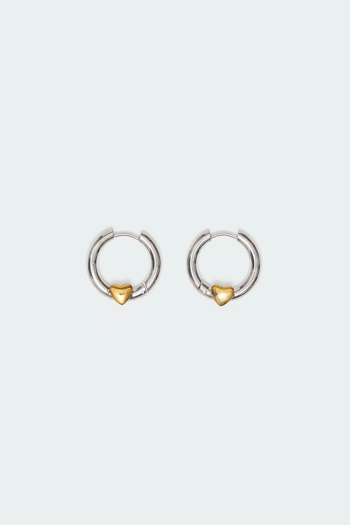 Heart Hoop Earrings in Gold and Silver Tone Metal