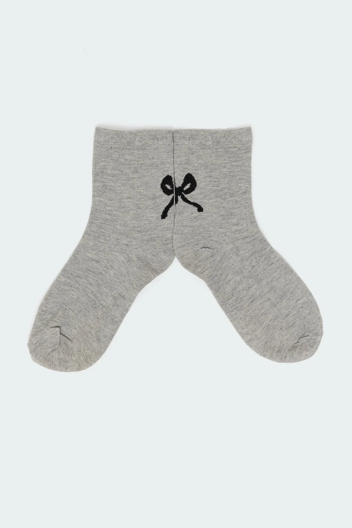 Gray Bow Design Cotton Spandex Socks