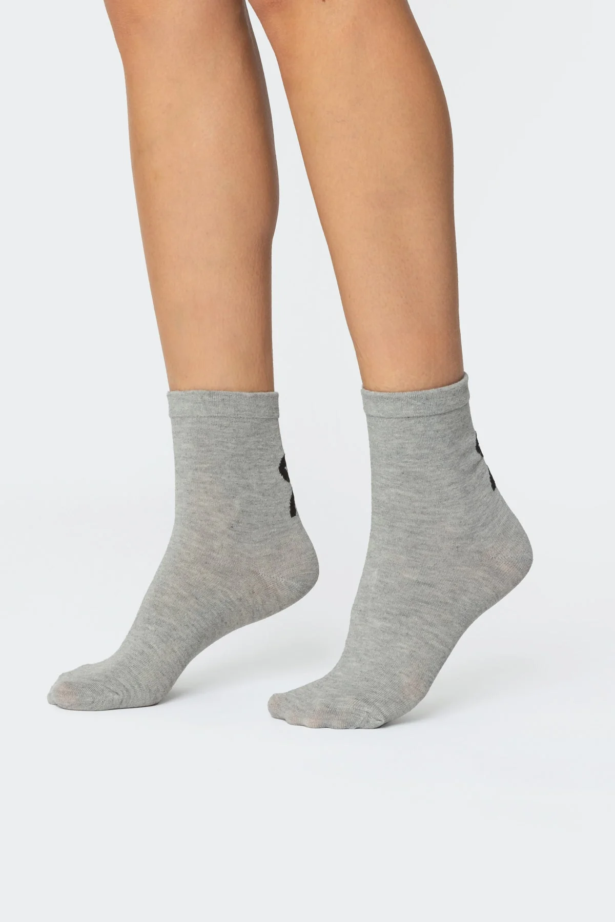 Gray Bow Design Cotton Spandex Socks
